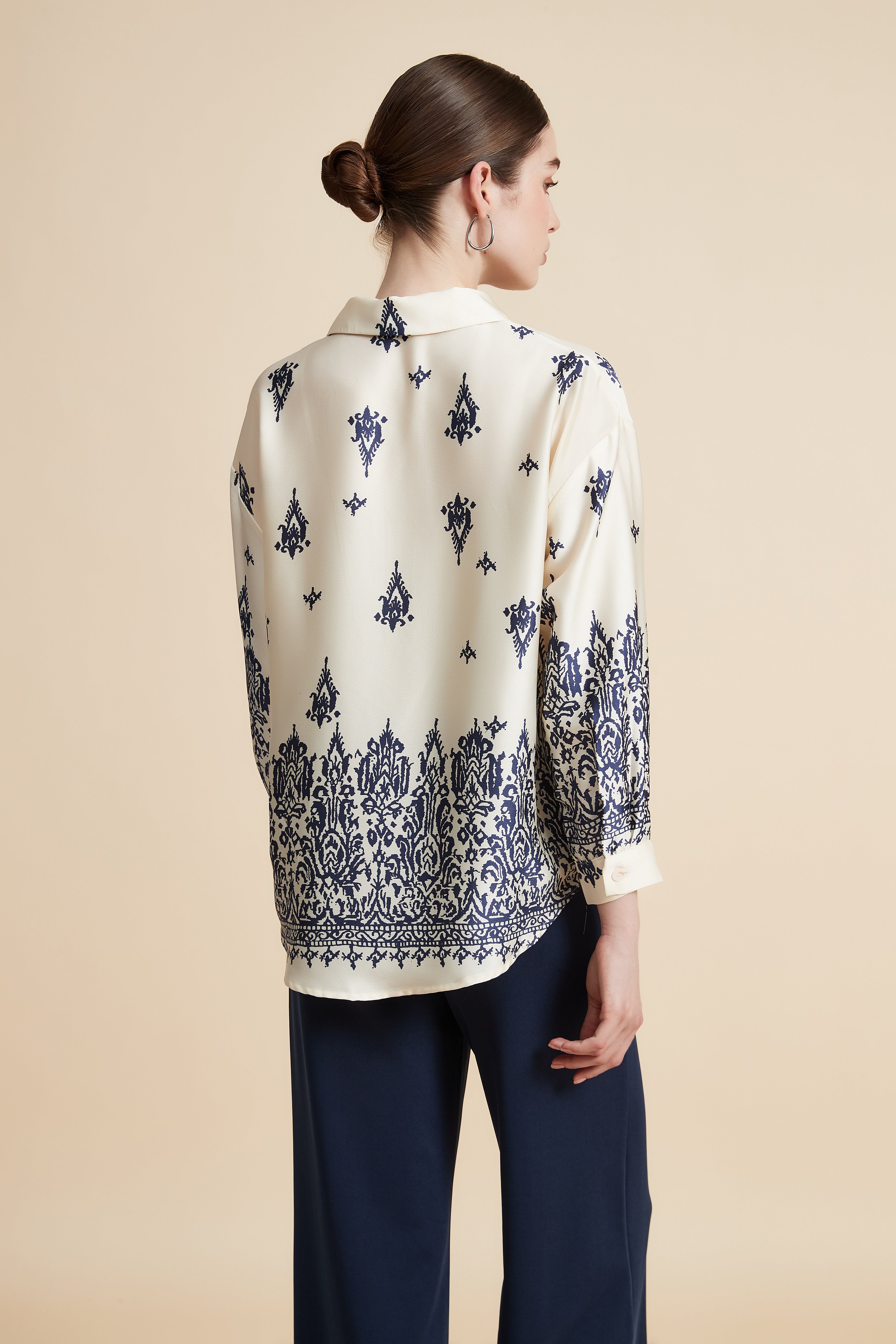 Women's Printed Blouse with Shirt Collar