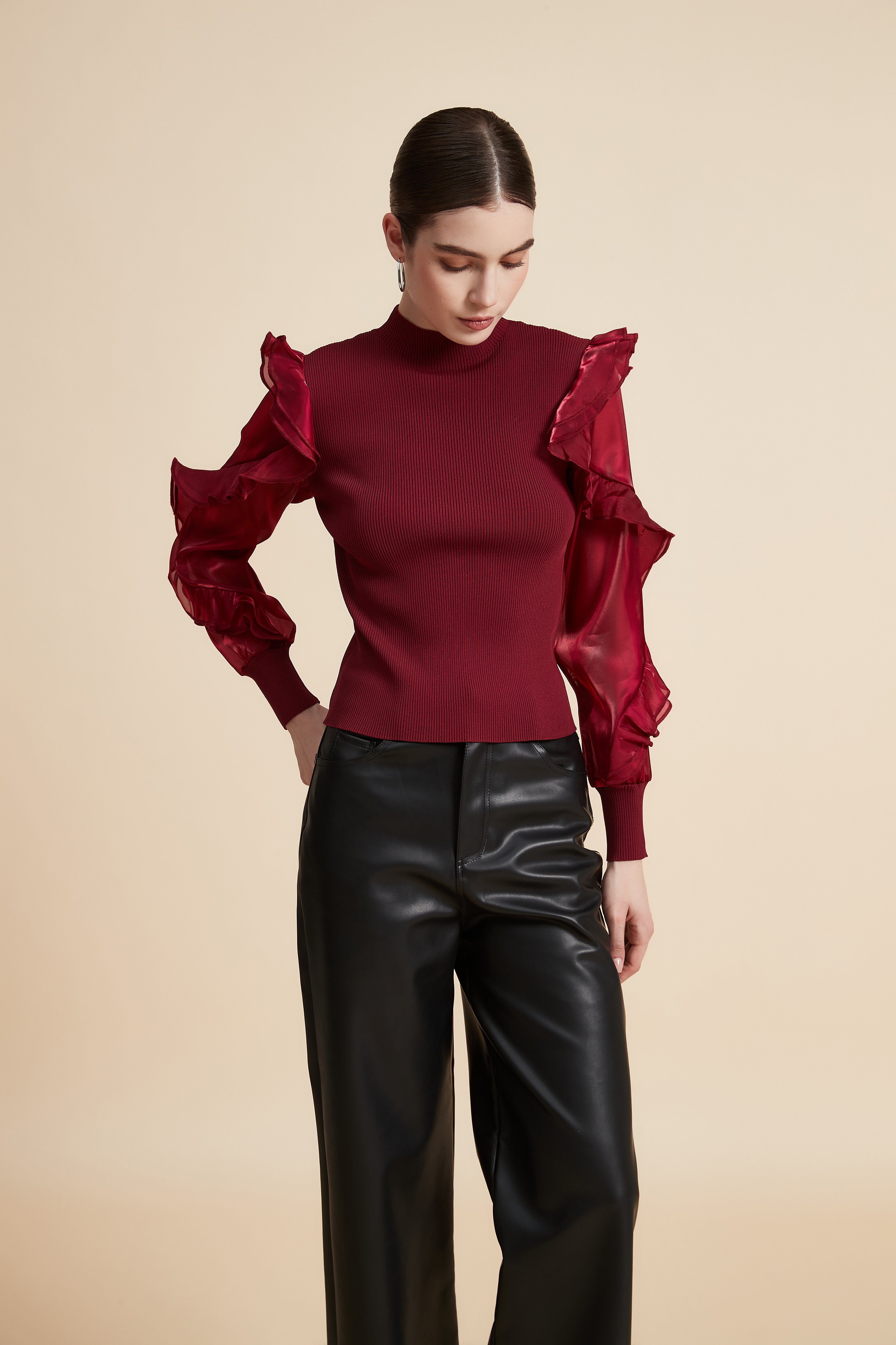 Long Sleeve High Neck Sweatshirt