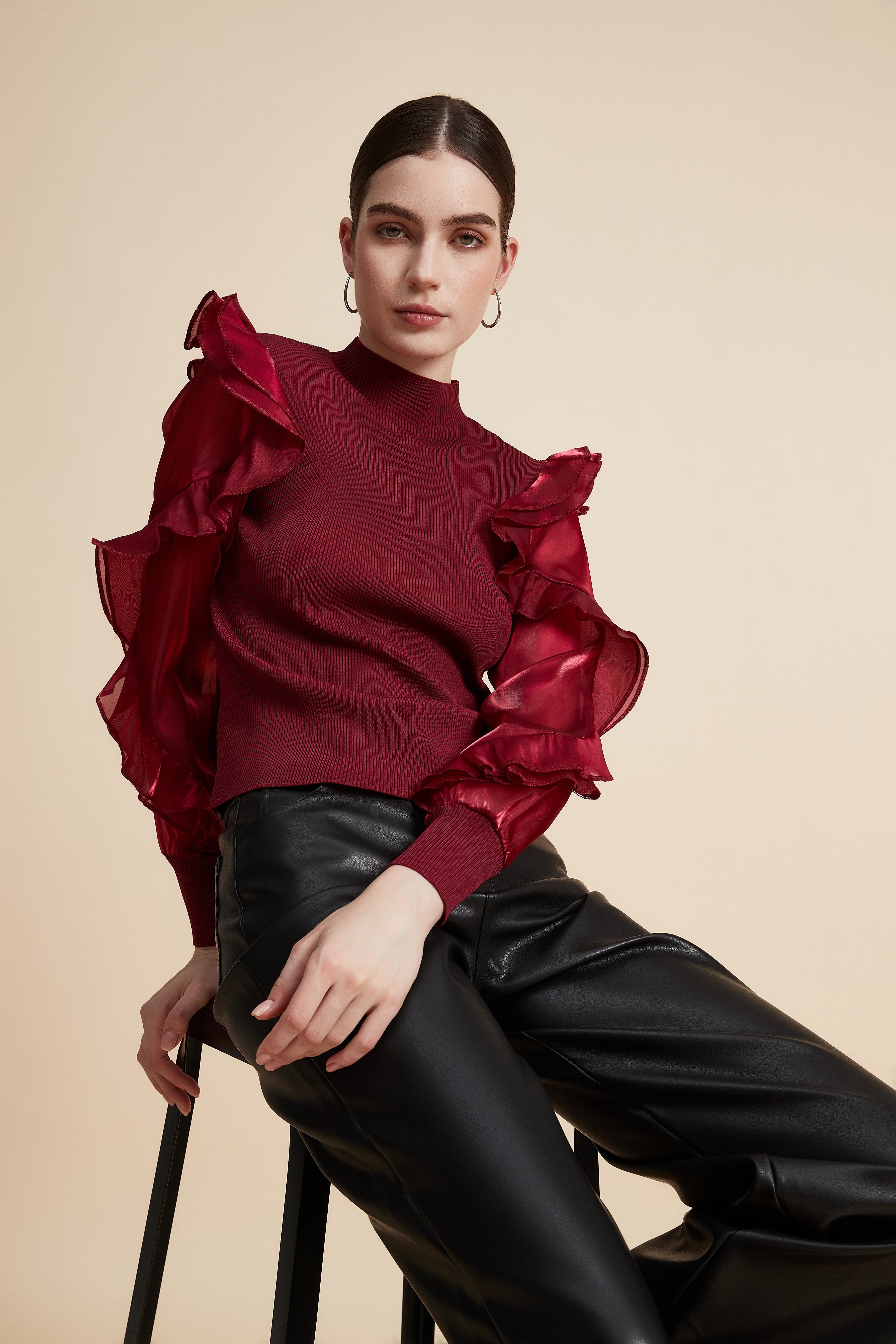 Long Sleeve High Neck Sweatshirt