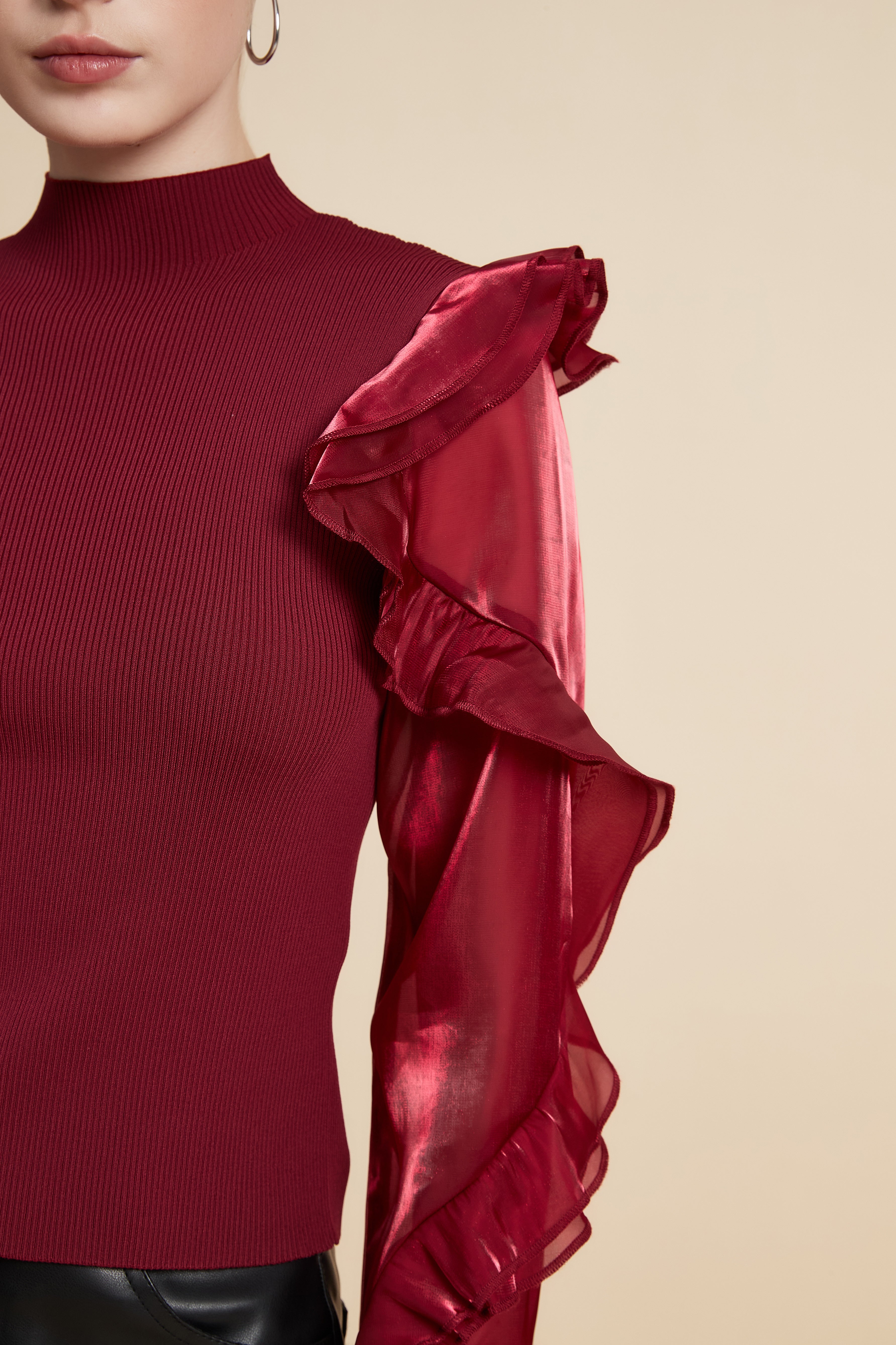 Long Sleeve High Neck Sweatshirt