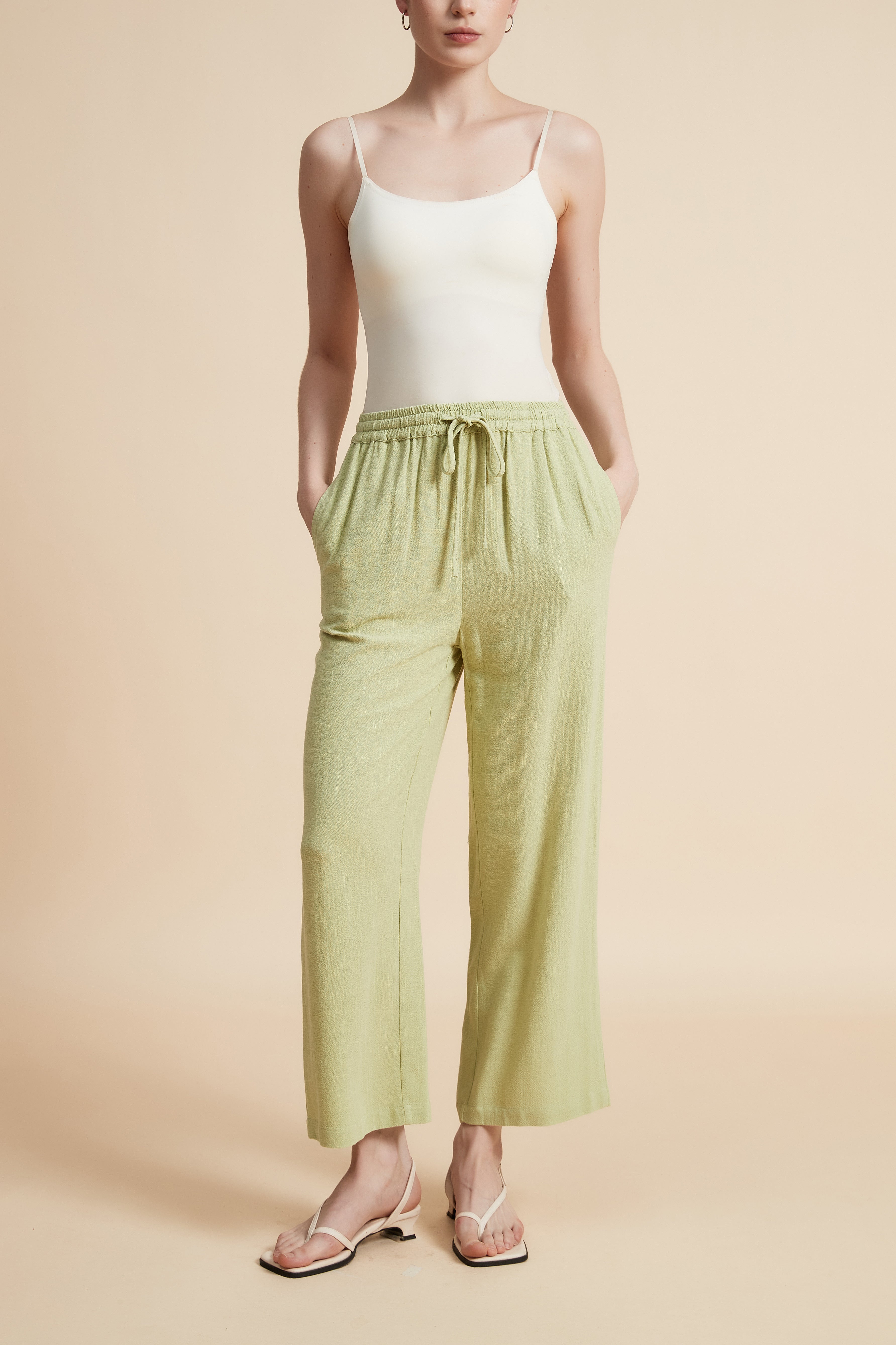 Wide-Leg Drawstring Pants
