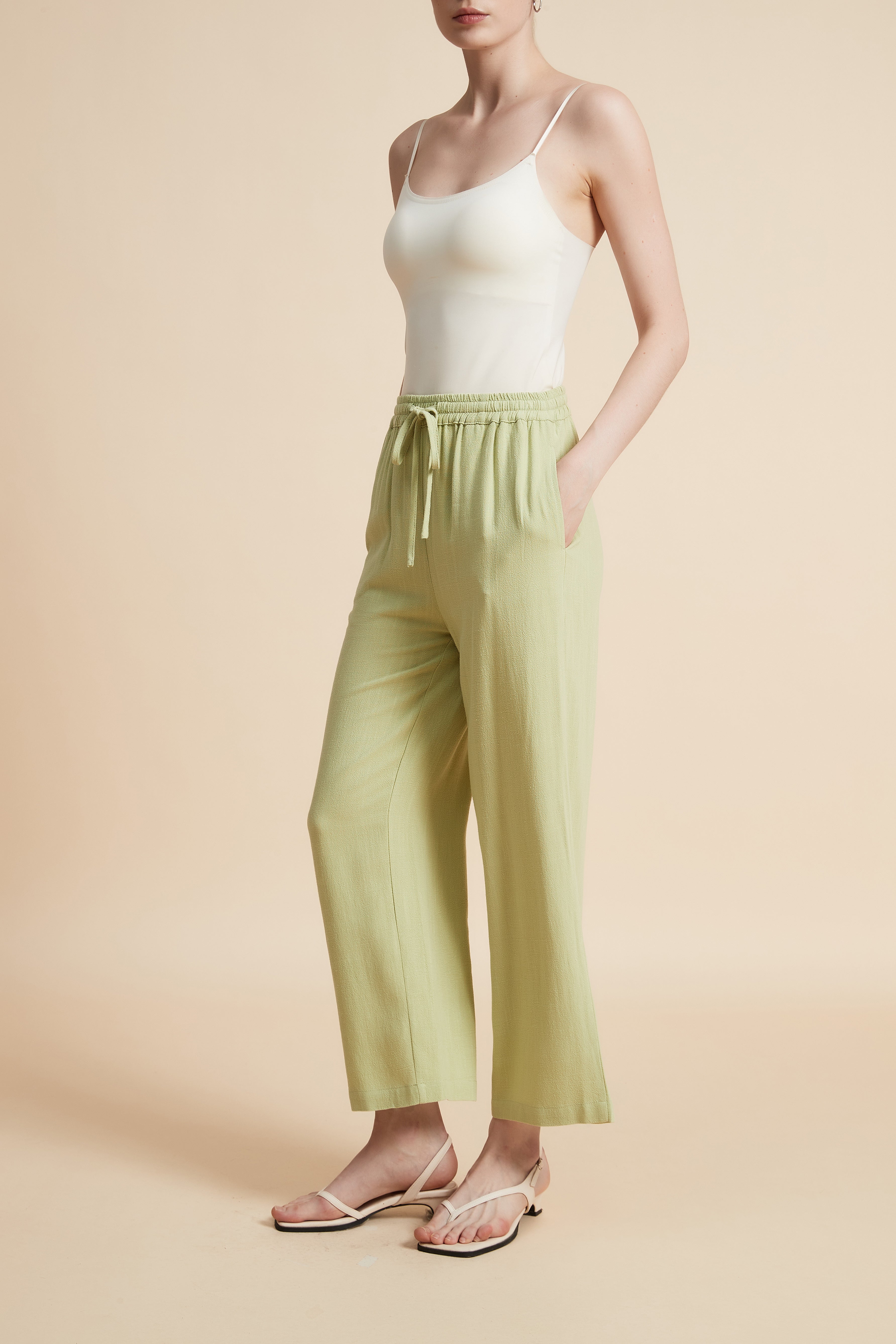 Wide-Leg Drawstring Pants