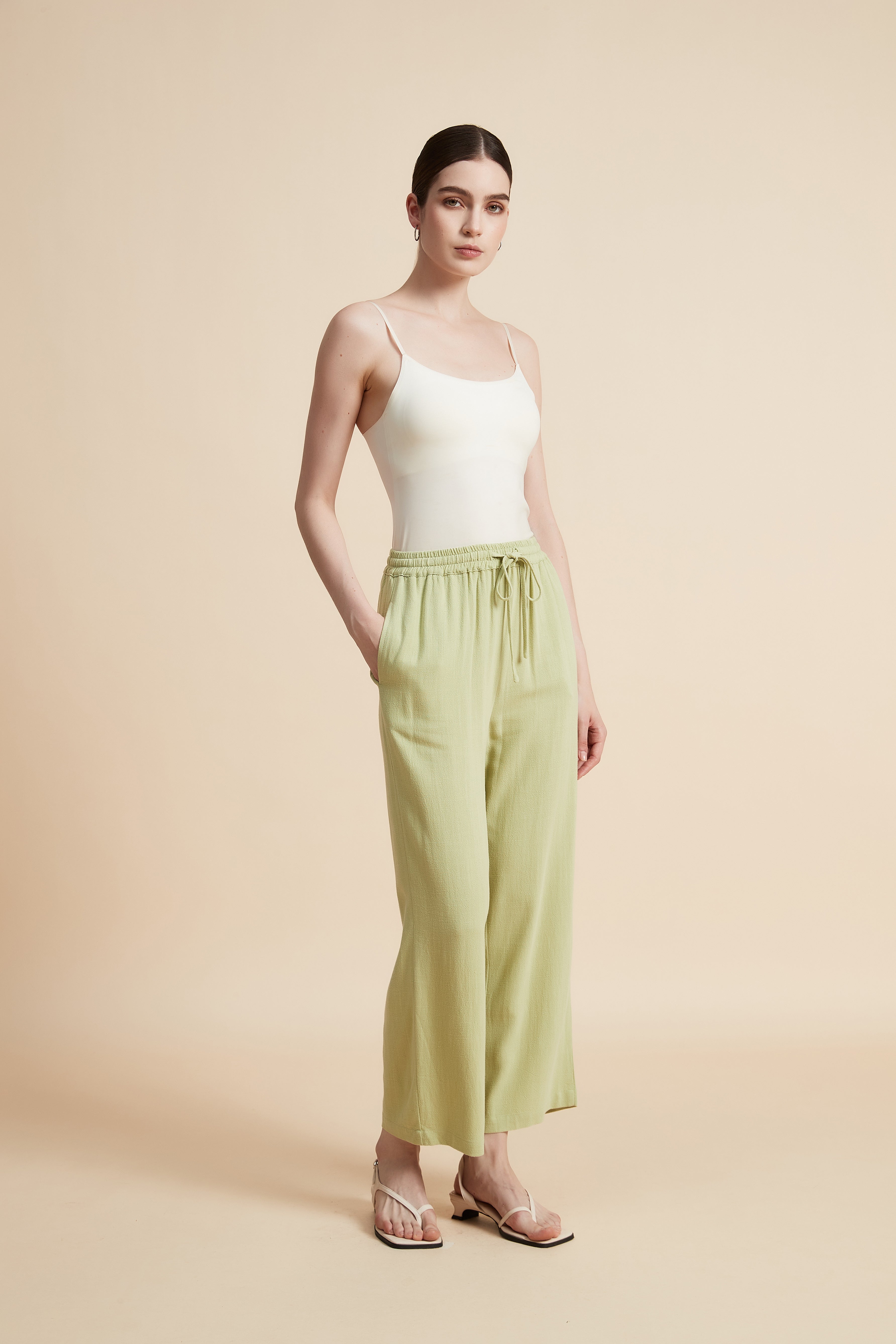 Wide-Leg Drawstring Pants