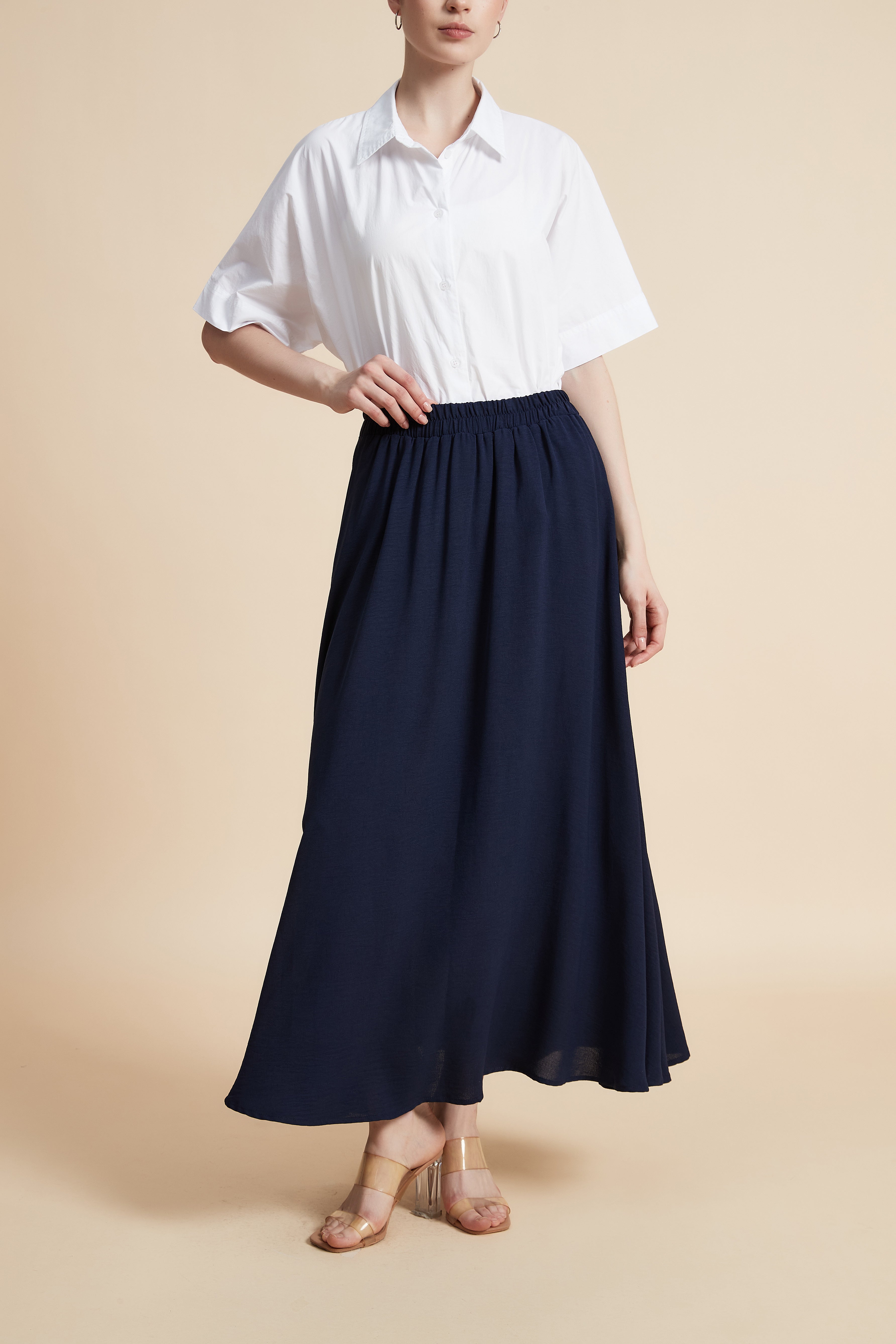 Solid Wide-Leg Maxi Skirt