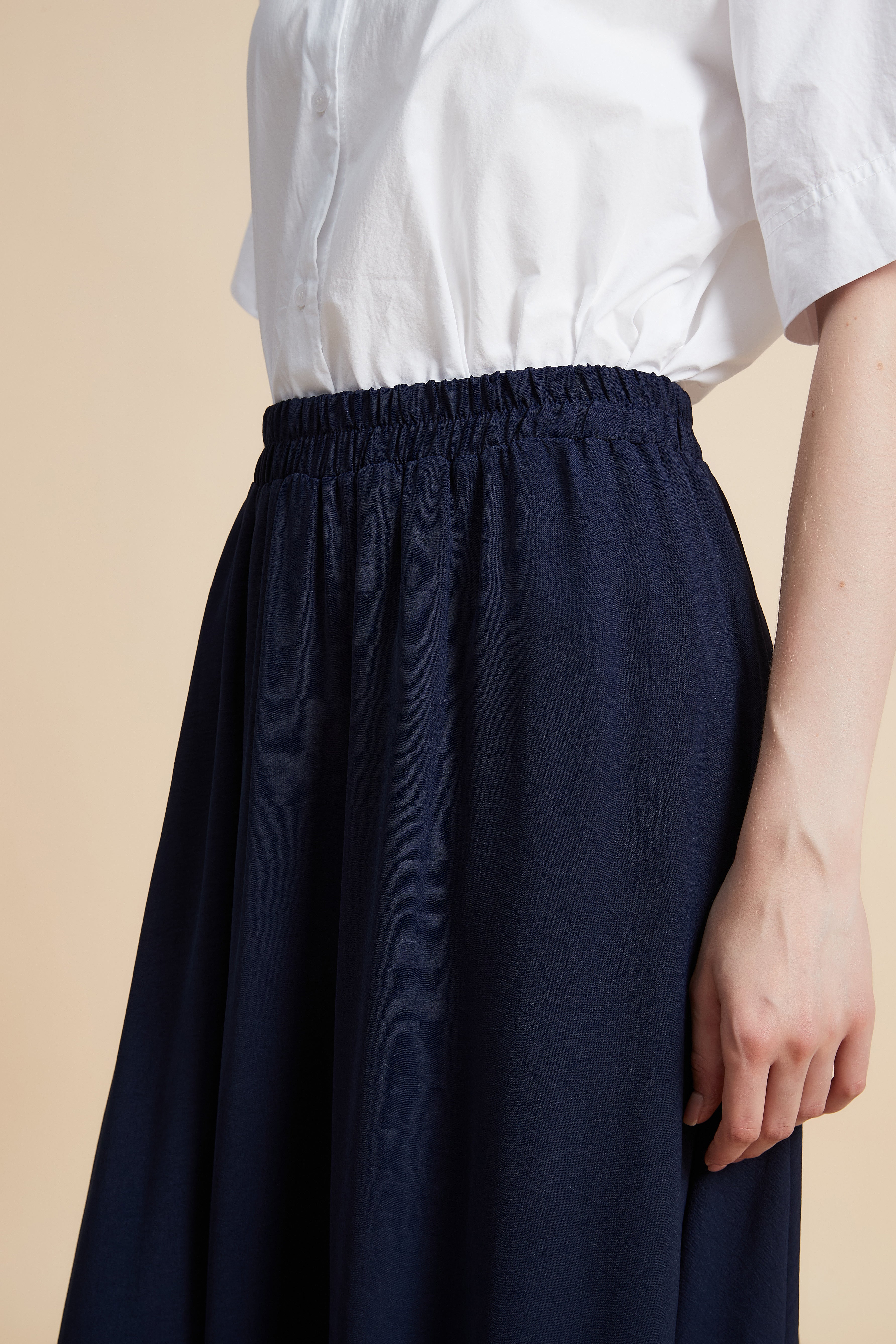 Solid Wide-Leg Maxi Skirt