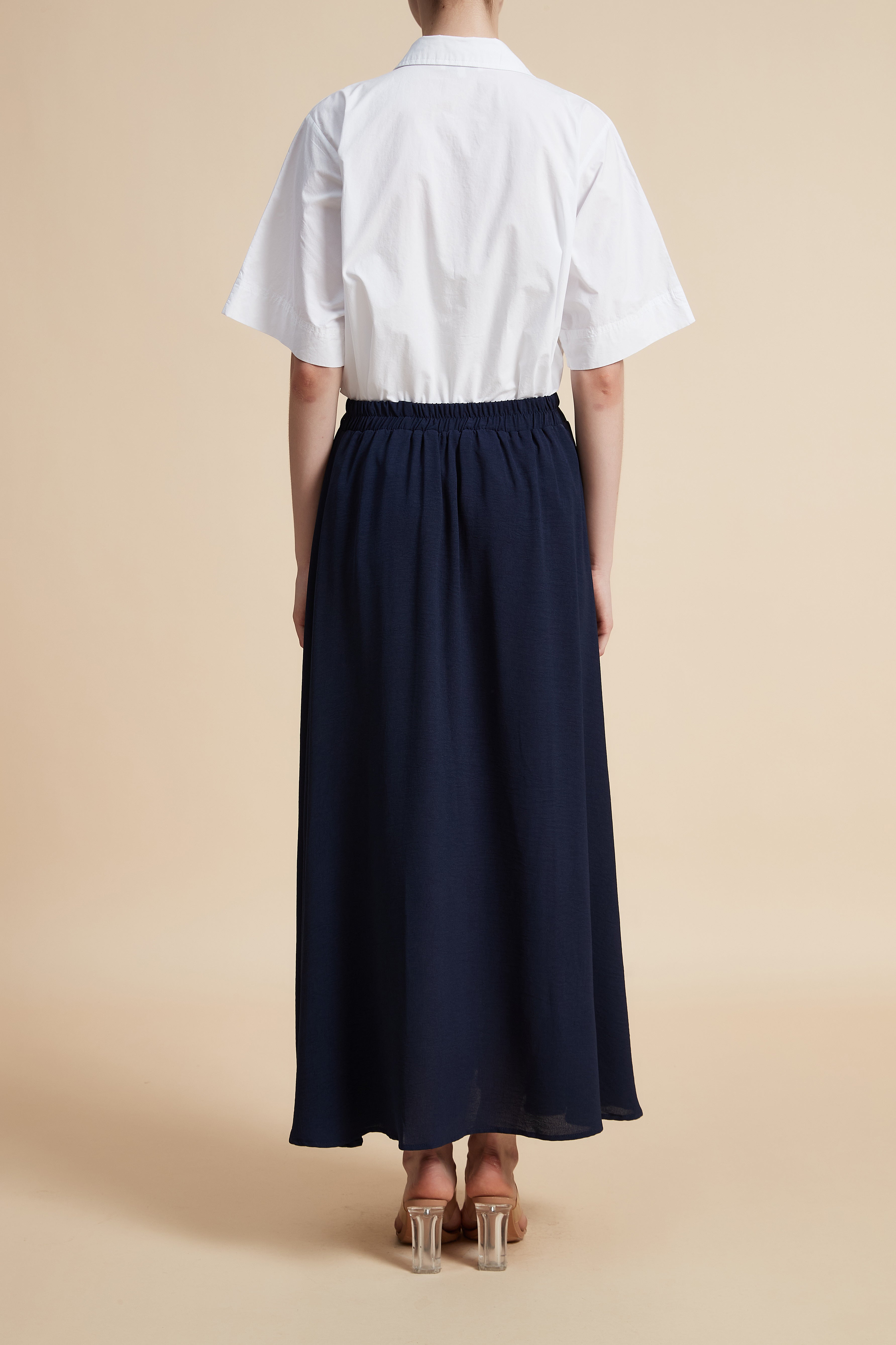 Solid Wide-Leg Maxi Skirt