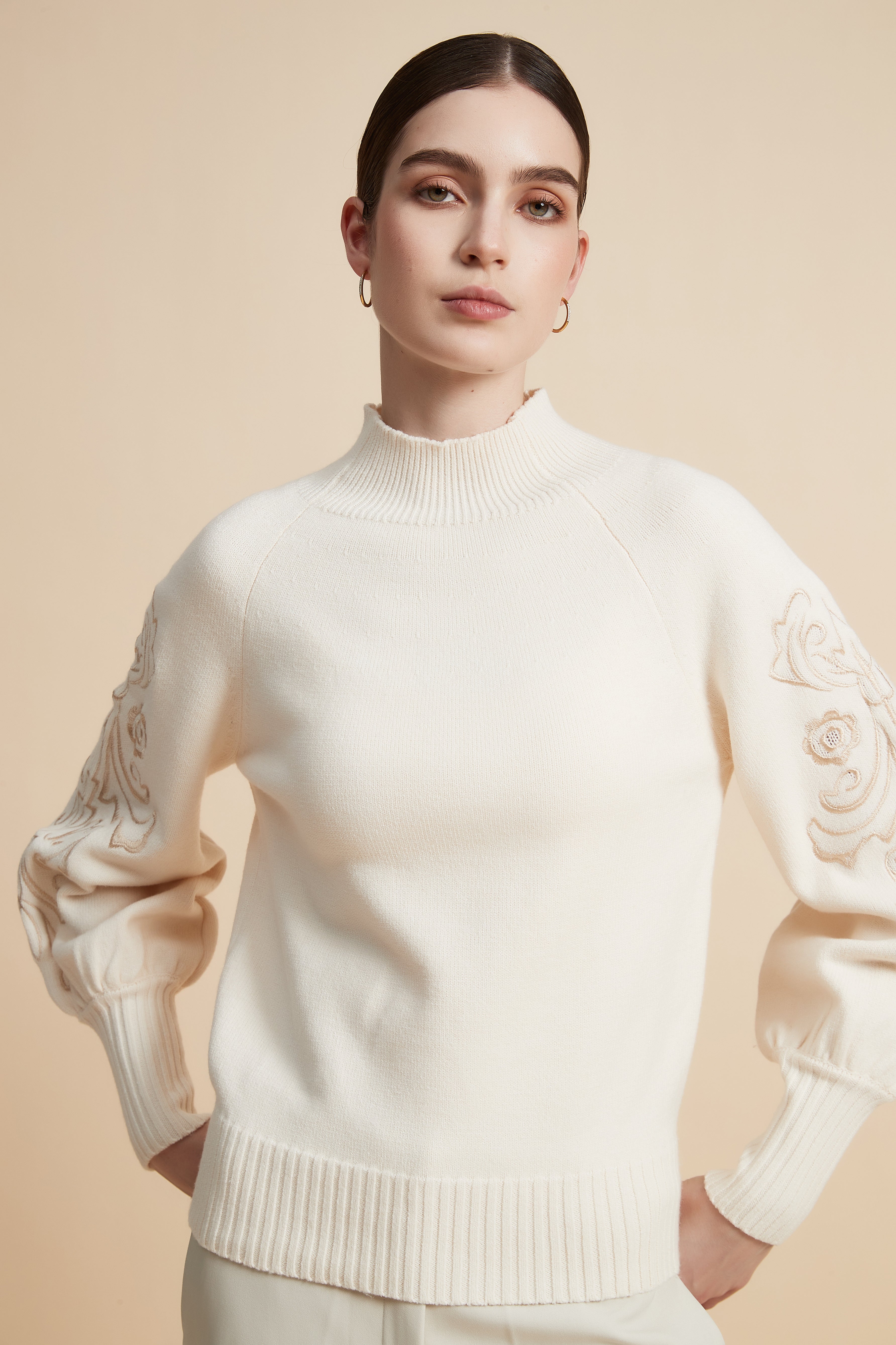 Solid Floral Embroidered Jacket