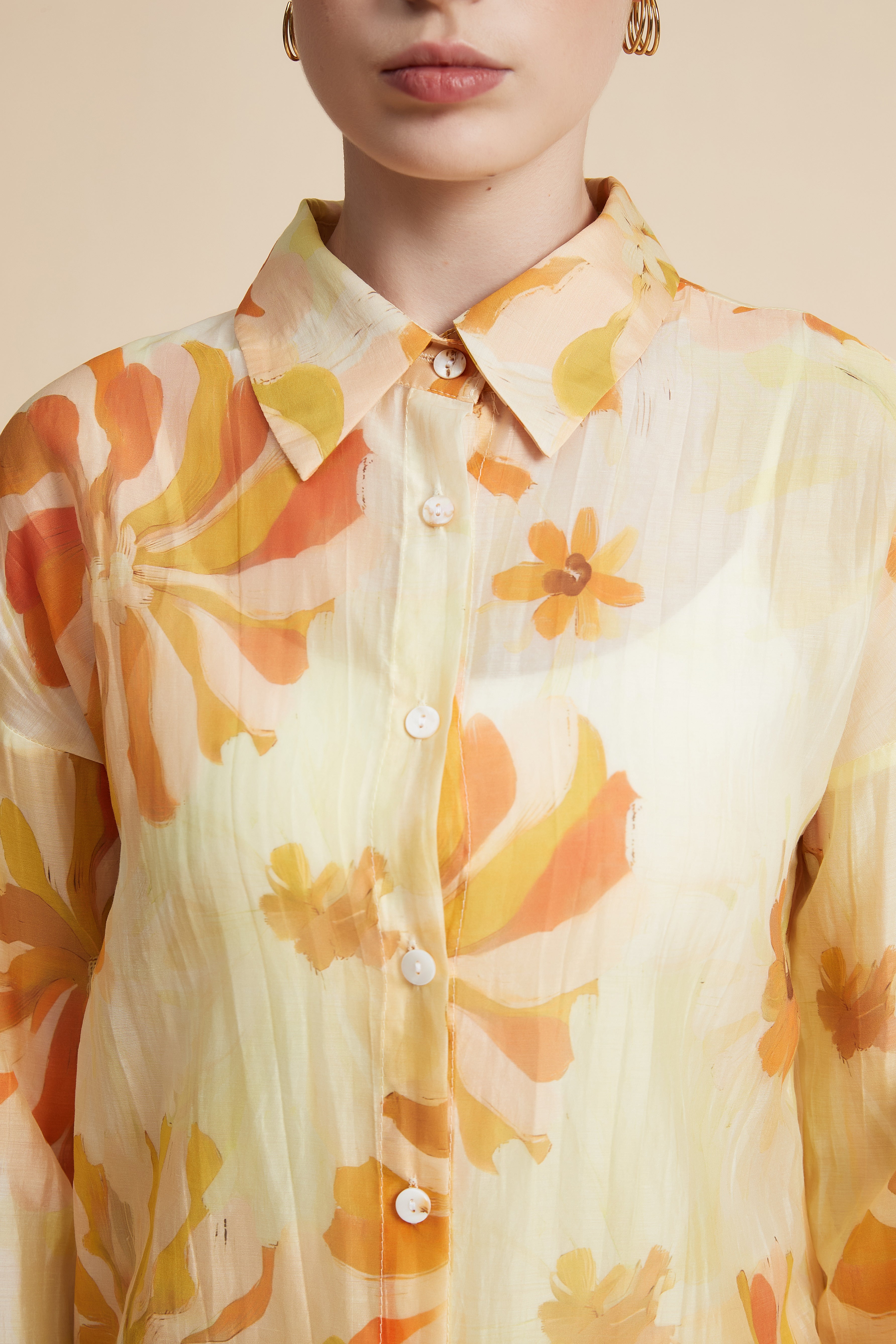 Women's Printed Blouse with Shirt Collar