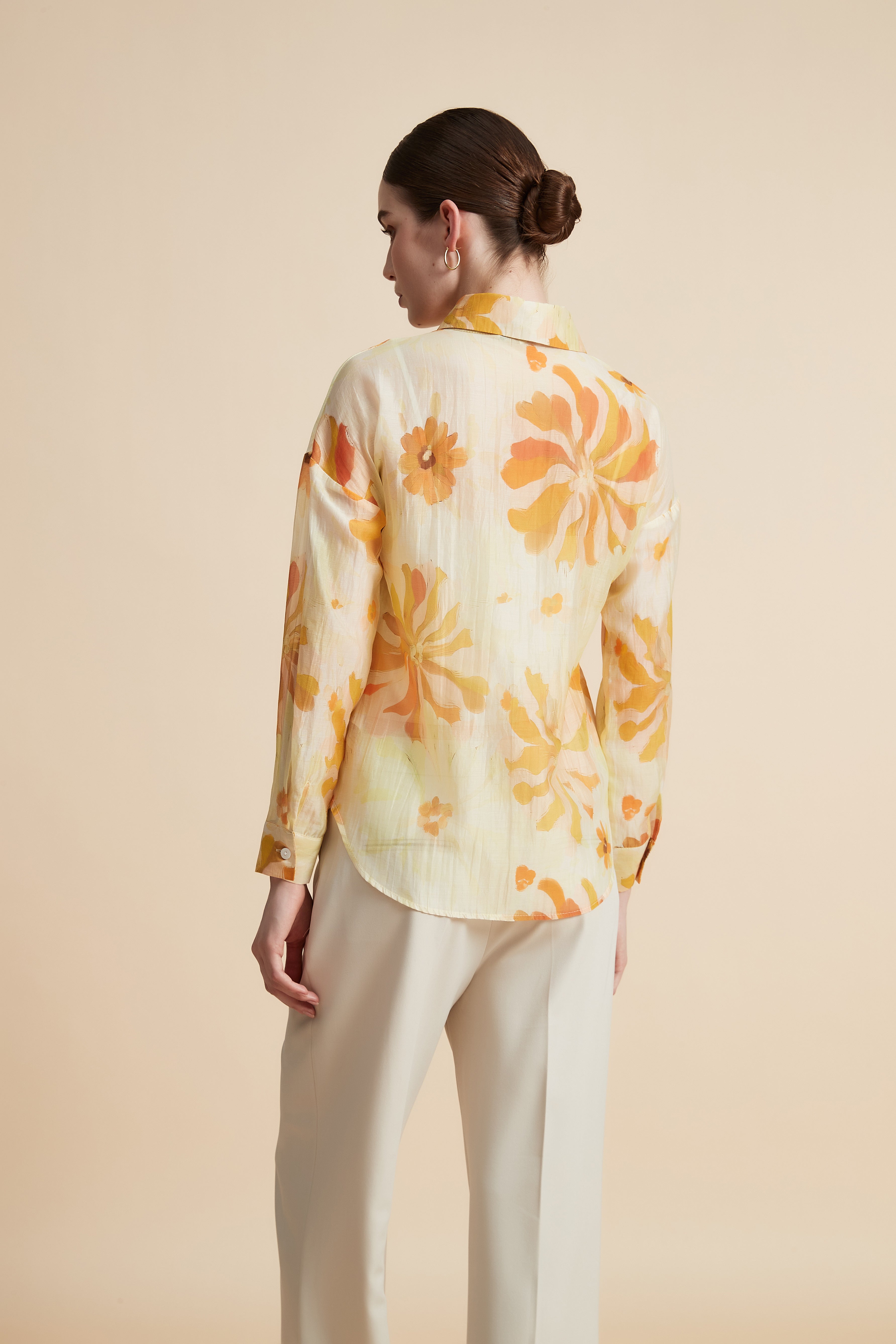 Women's Printed Blouse with Shirt Collar