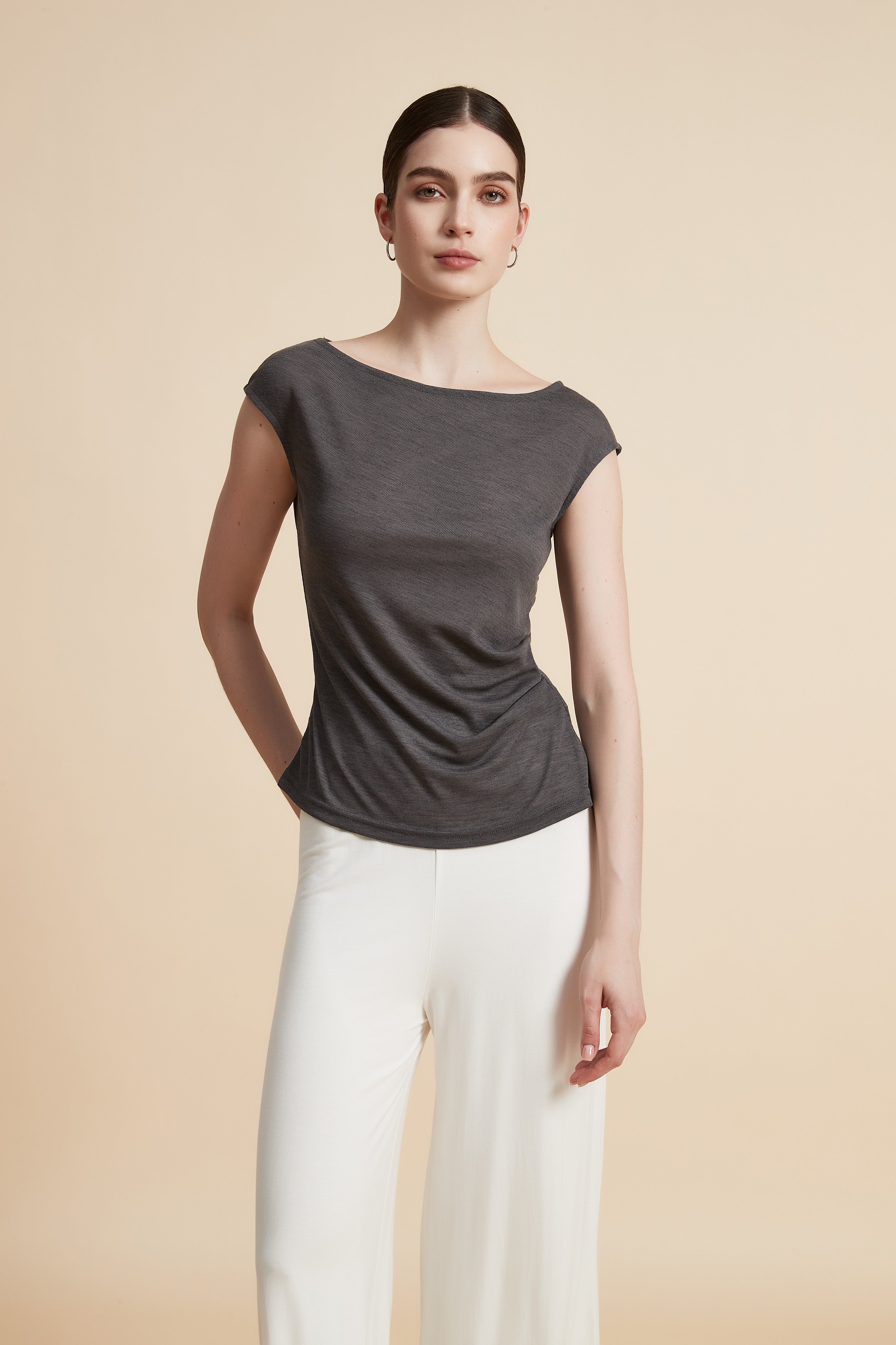 Sleeveless Top with Round Neck