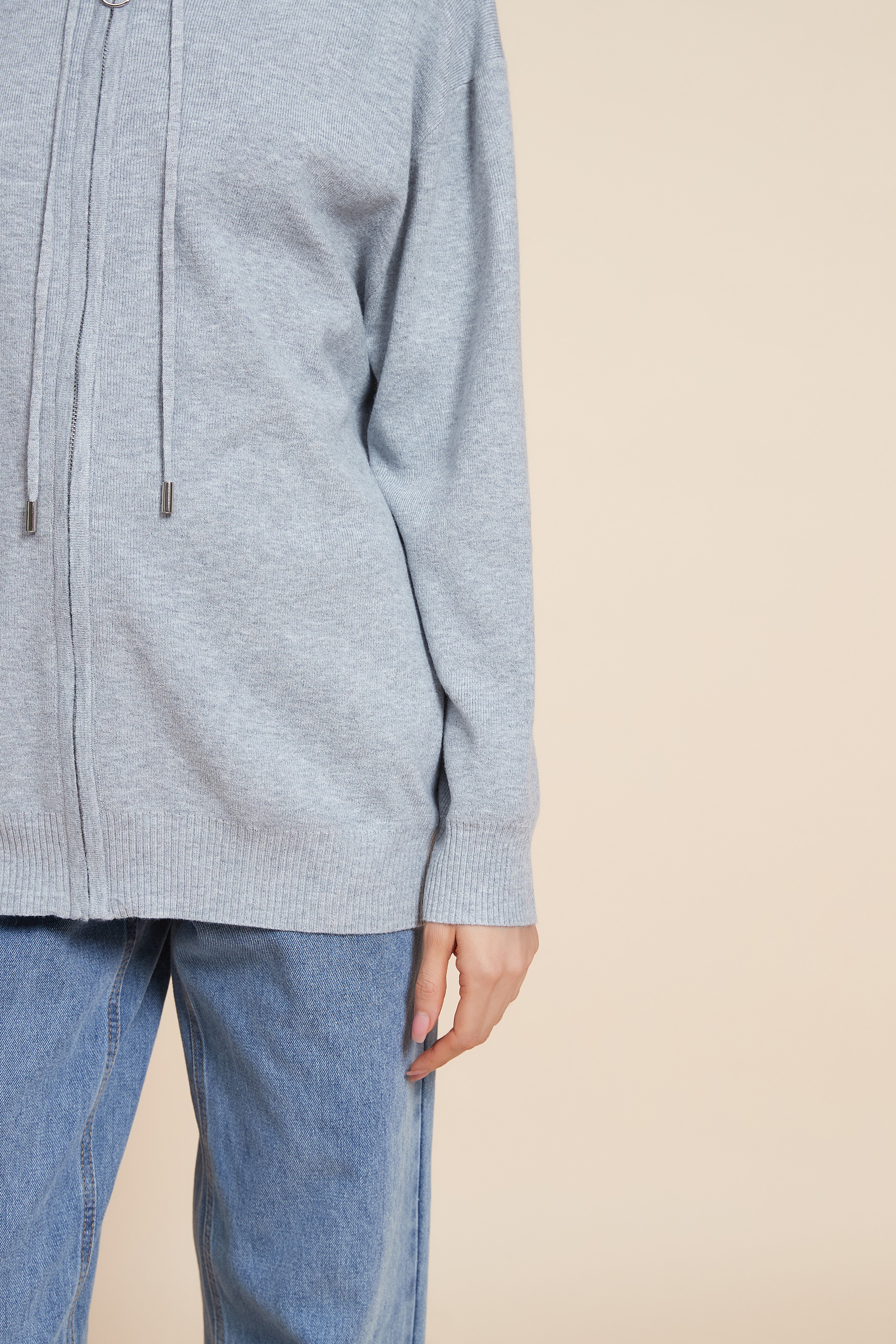 جاكيت متوسط الطول سادة مضلع اكمام طويلة