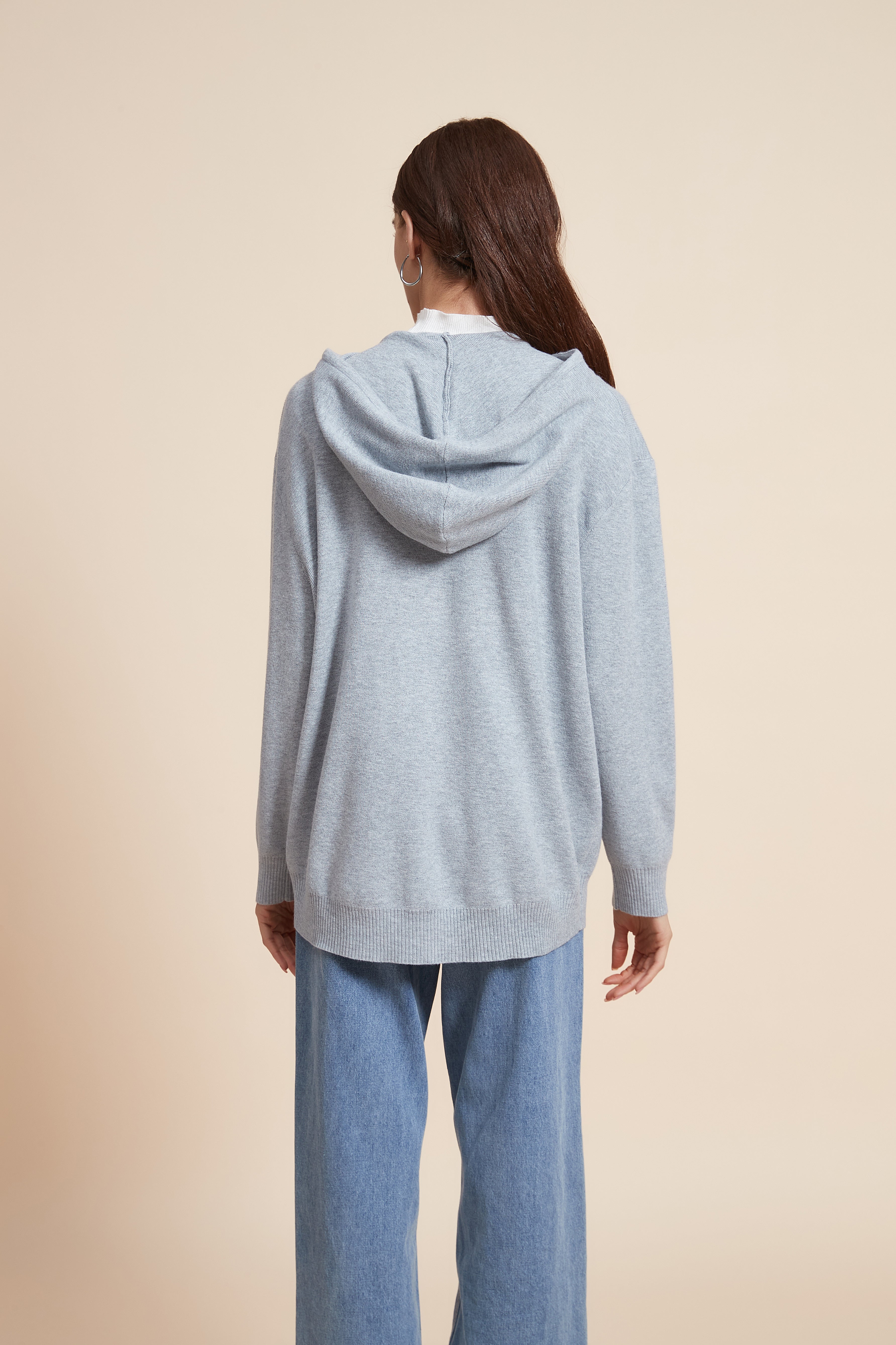 جاكيت متوسط الطول سادة مضلع اكمام طويلة