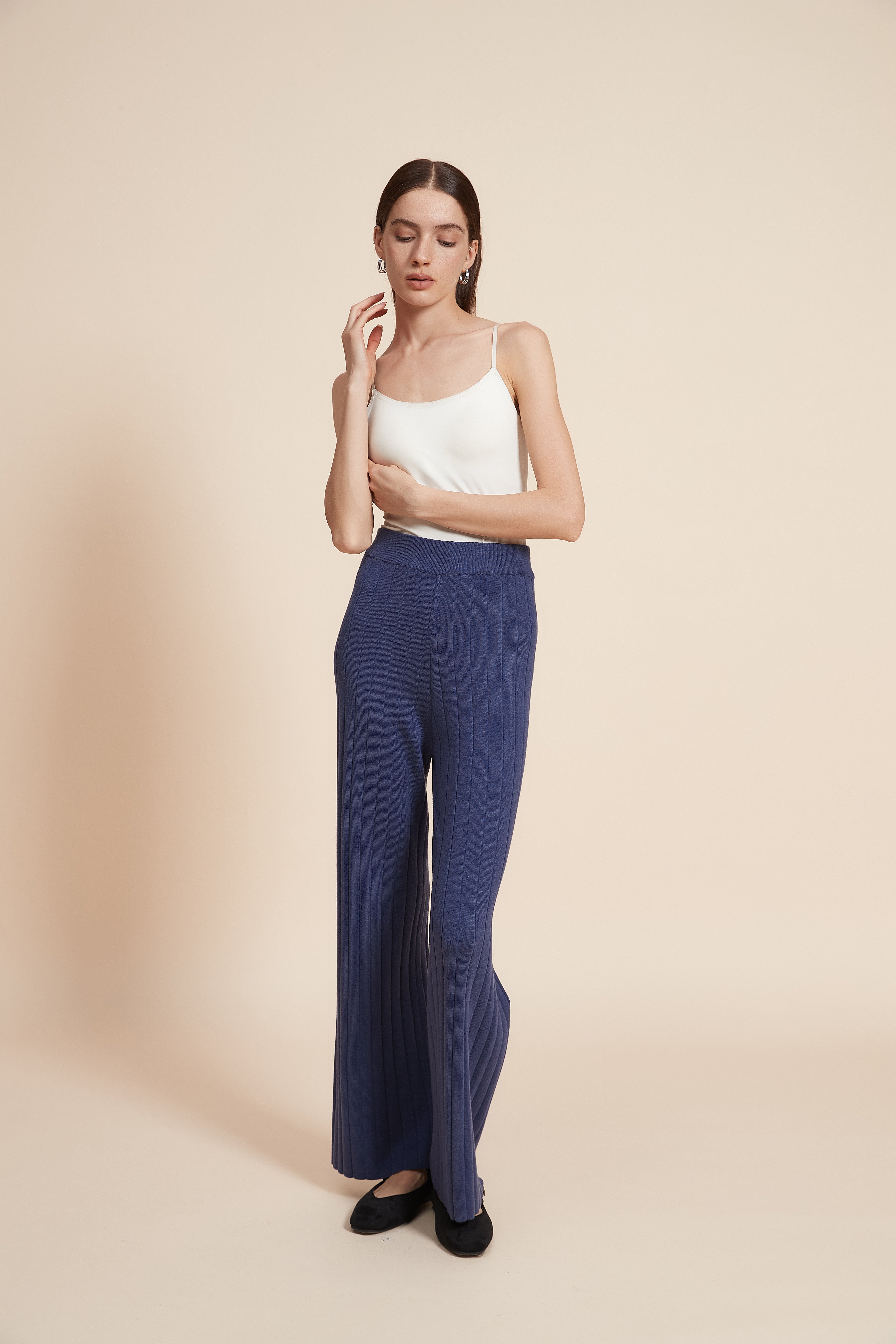 Plain Long Ribbed Pants
