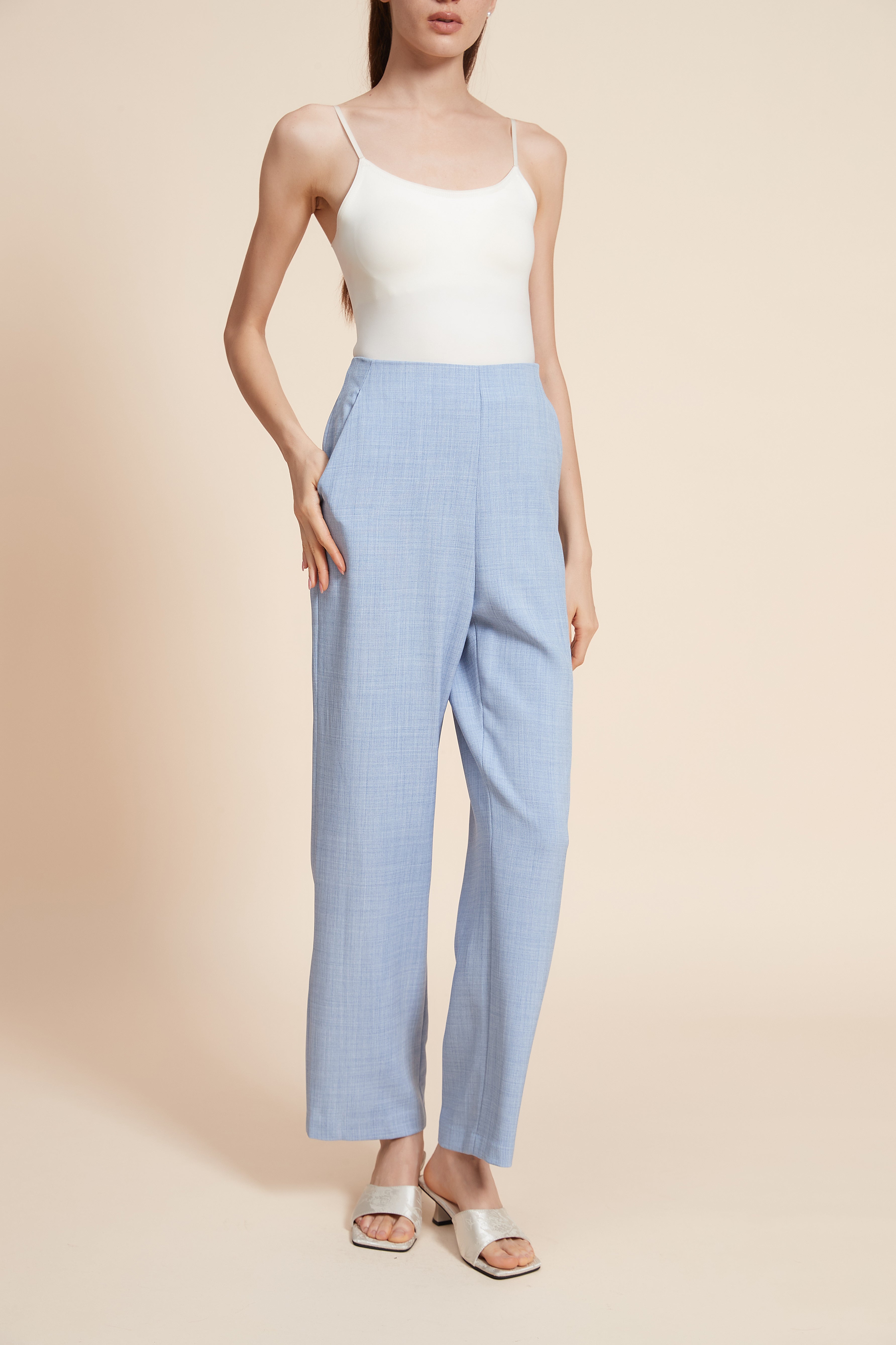 بنطلون طويل سادة قماش