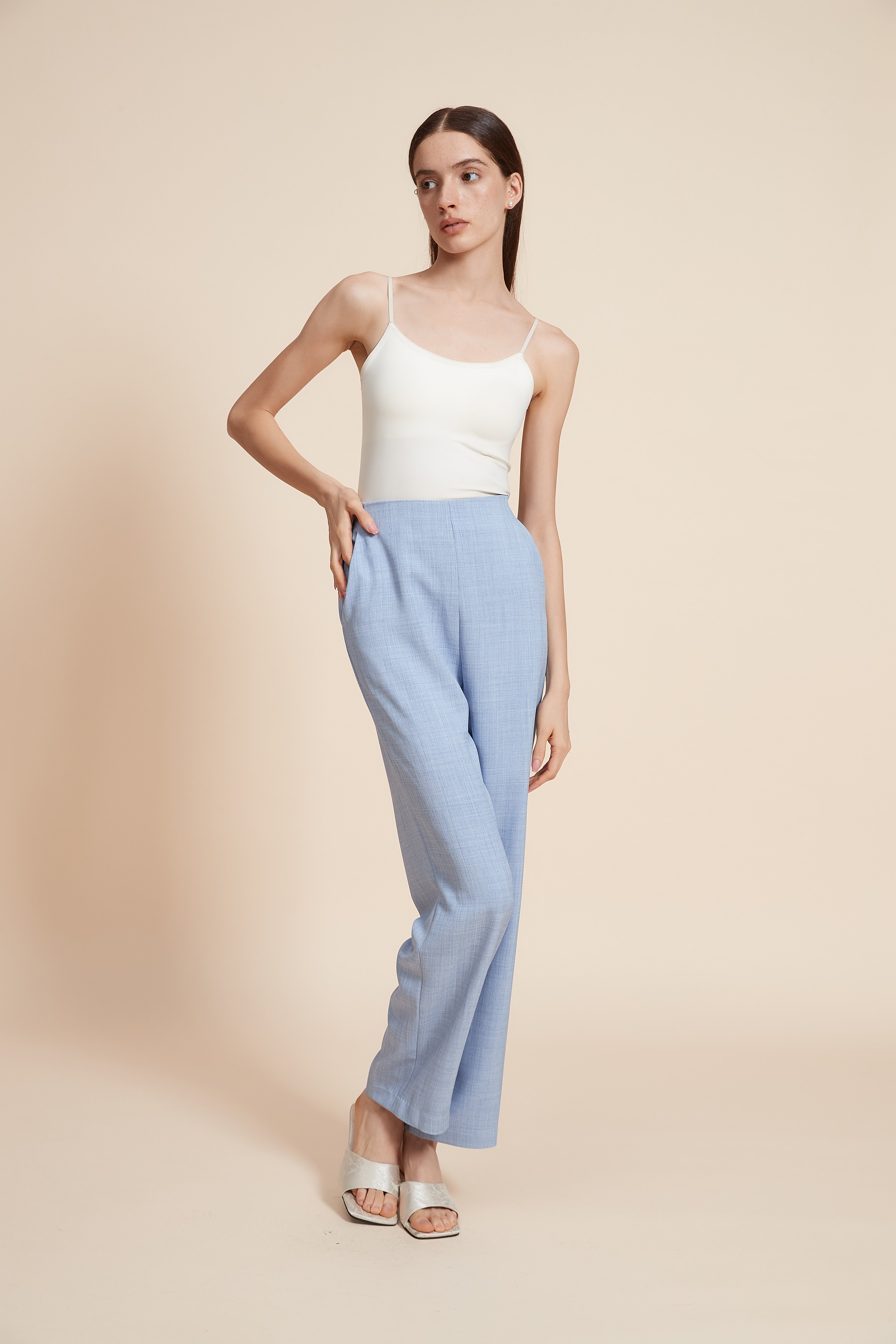 بنطلون طويل سادة قماش