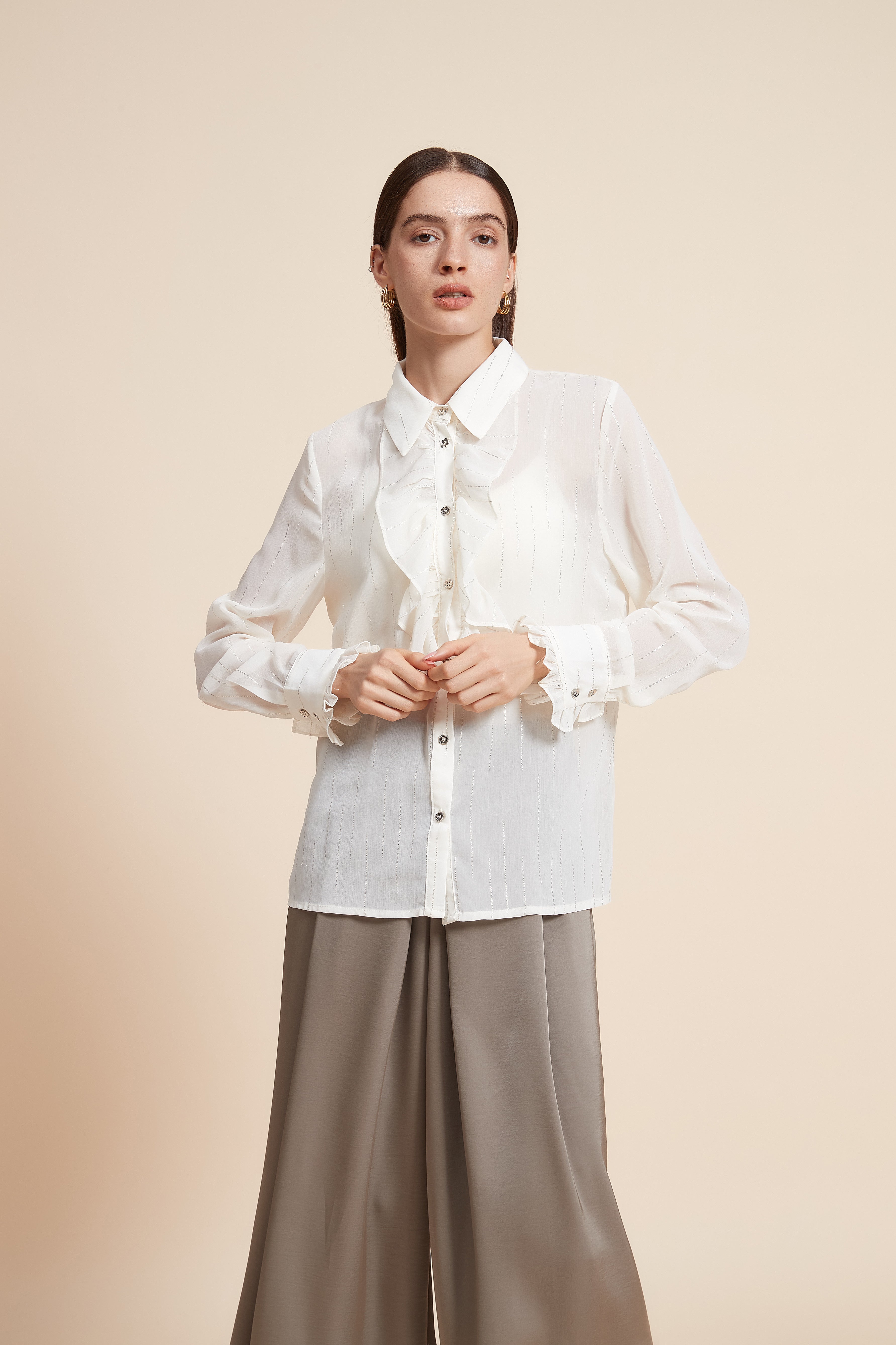 Long Embroidered Blouse with Long Sleeves