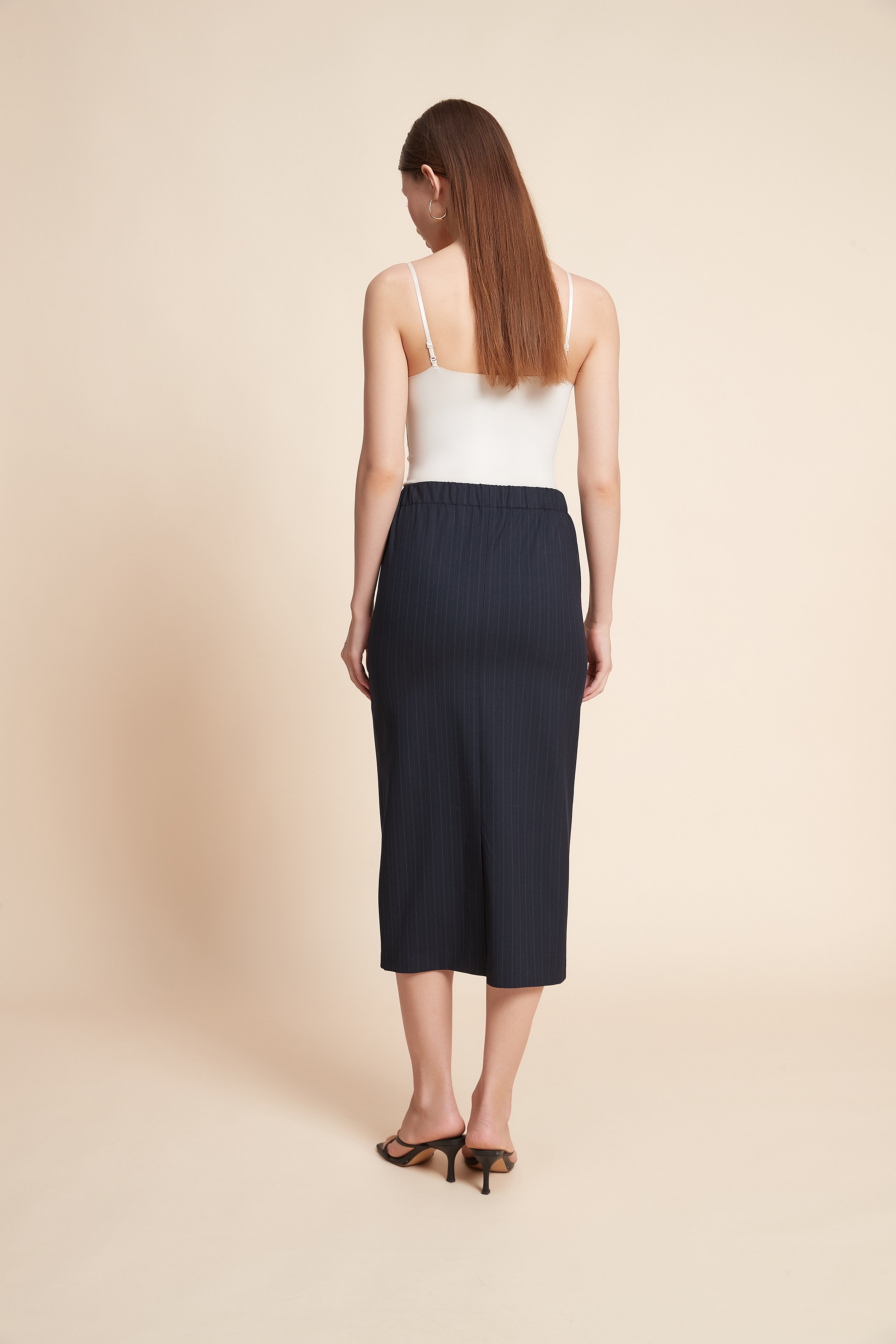 Striped Fitted Midi Skirt