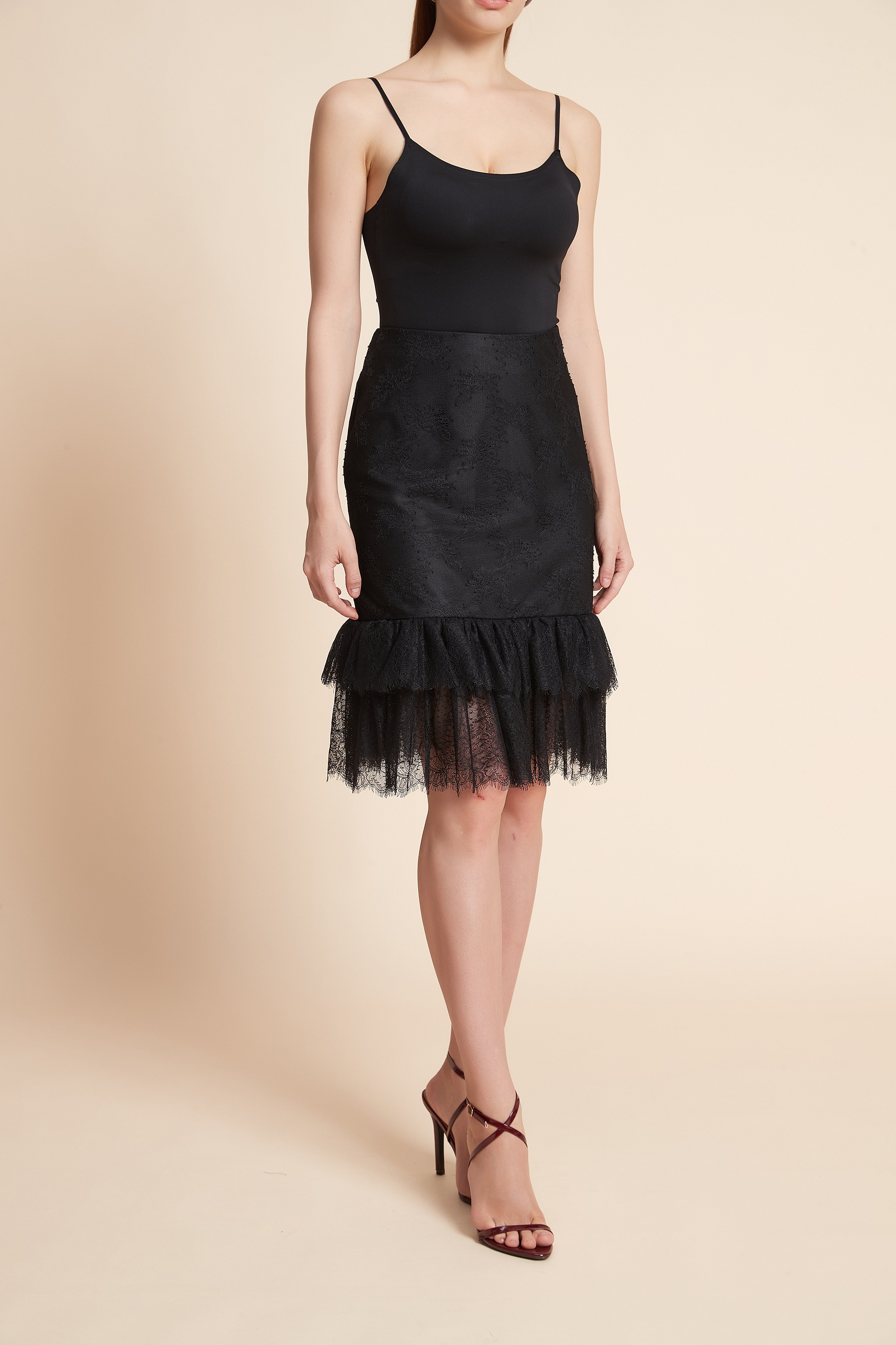 Short Skirt With Lace Details