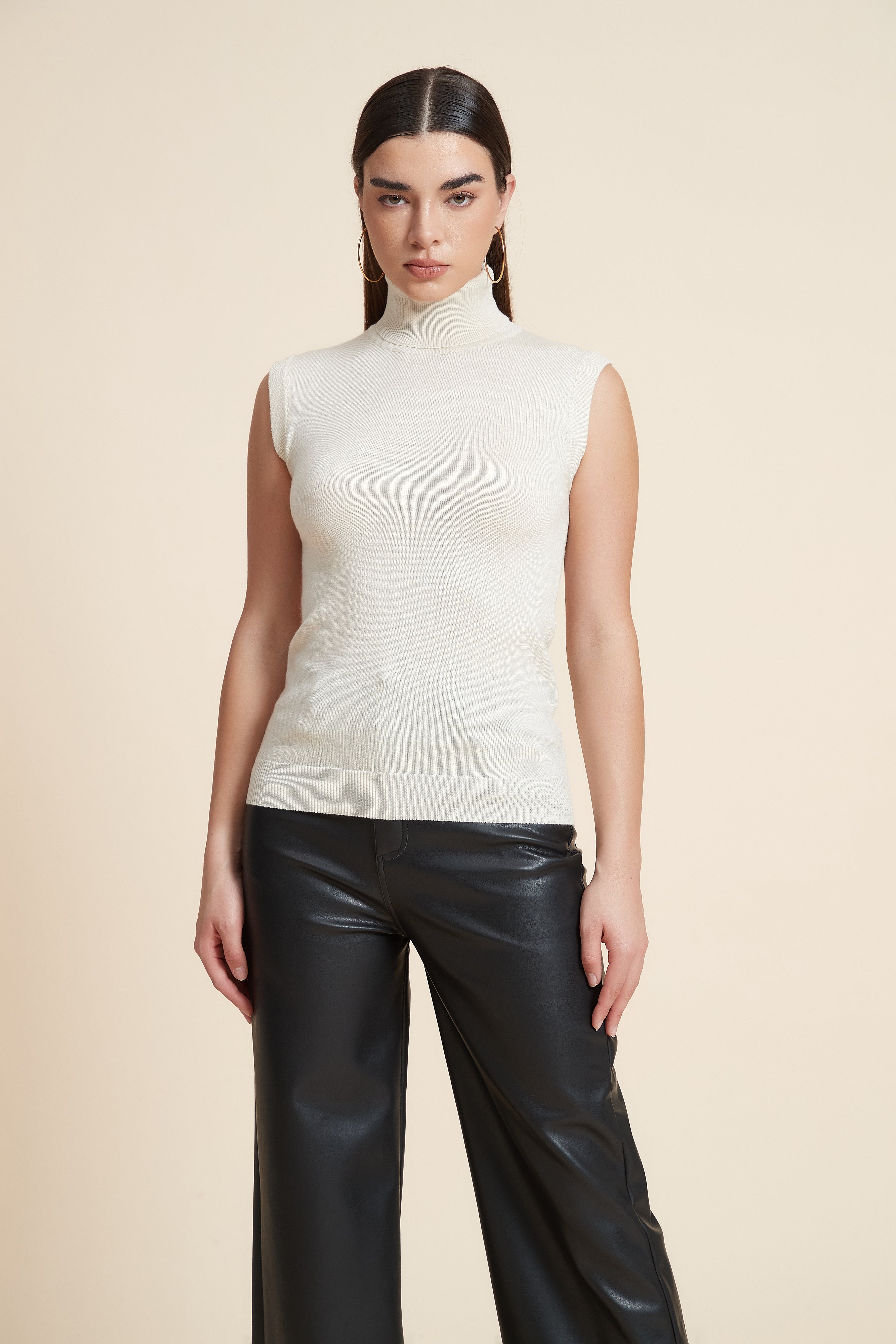 High Neck Sleeveless Blouse