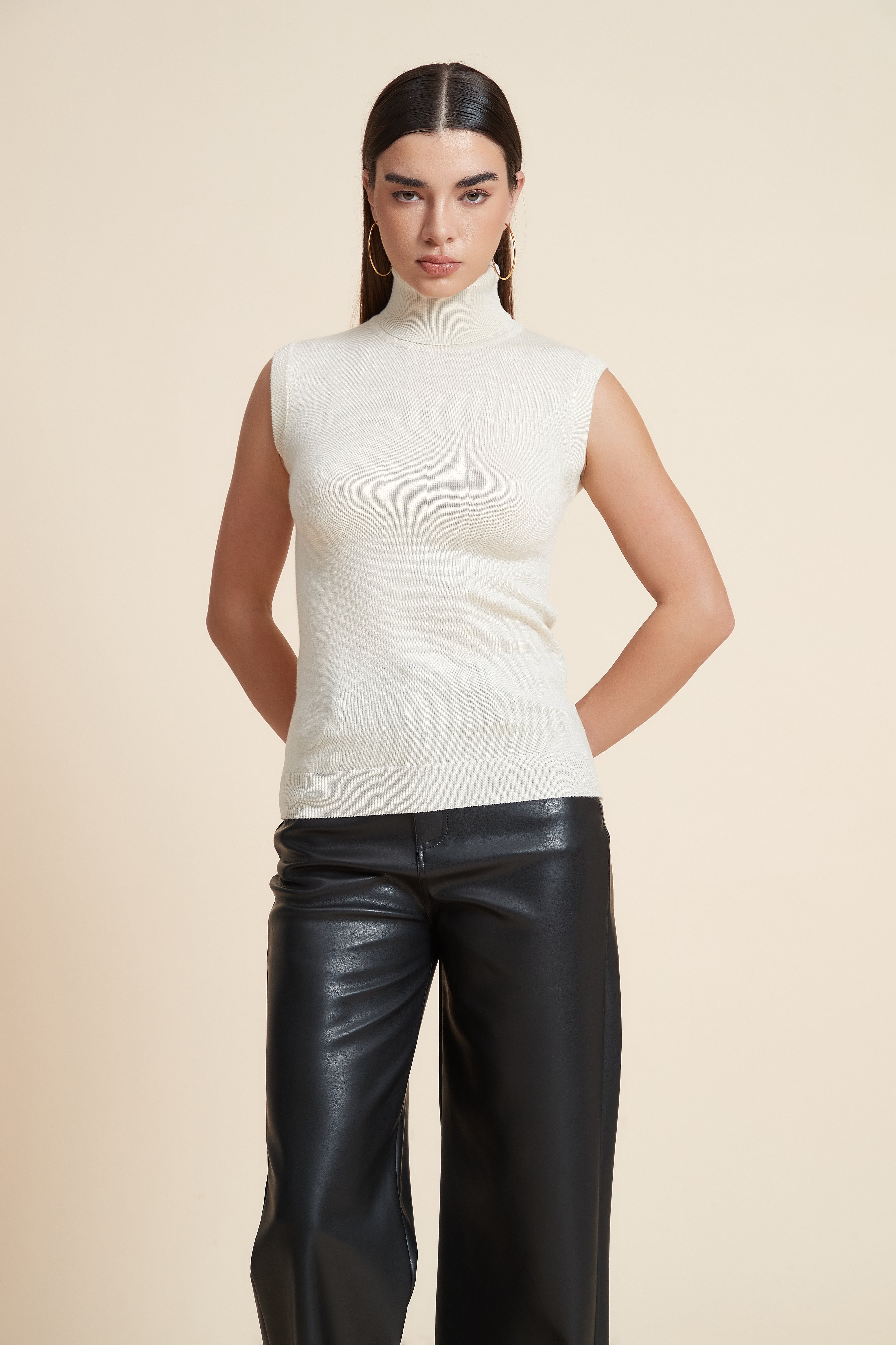 High Neck Sleeveless Blouse