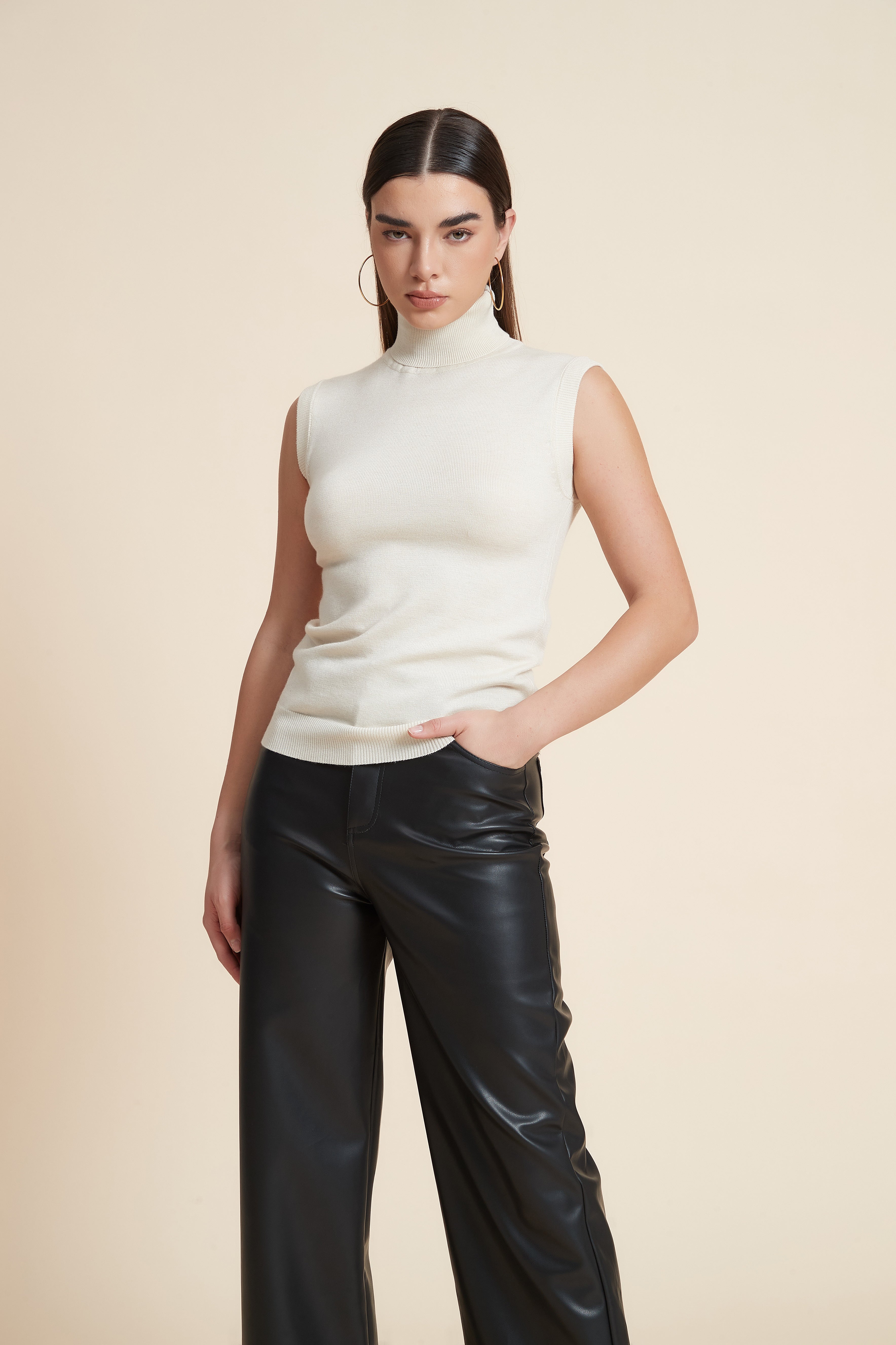 High Neck Sleeveless Blouse