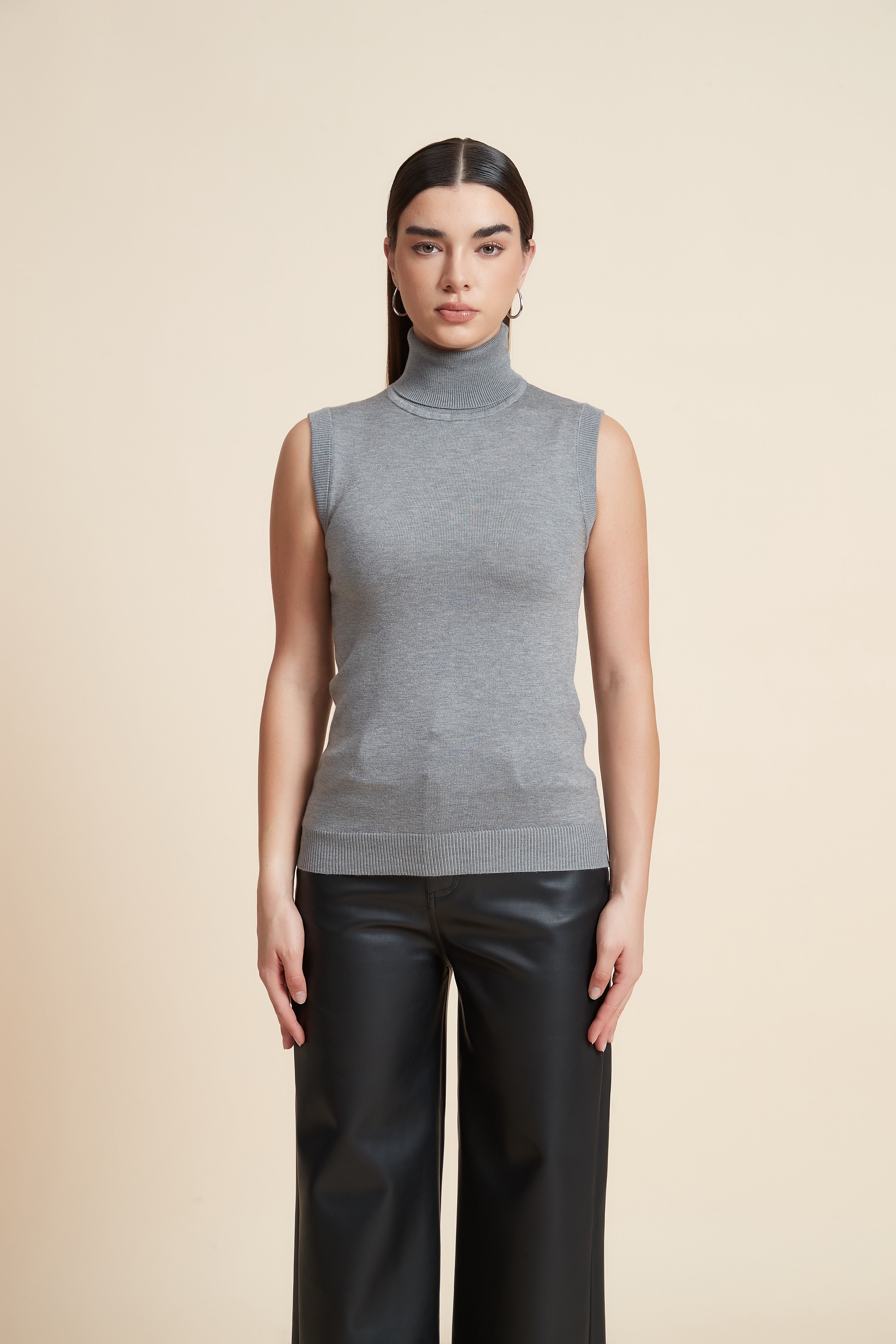 High Neck Sleeveless Blouse