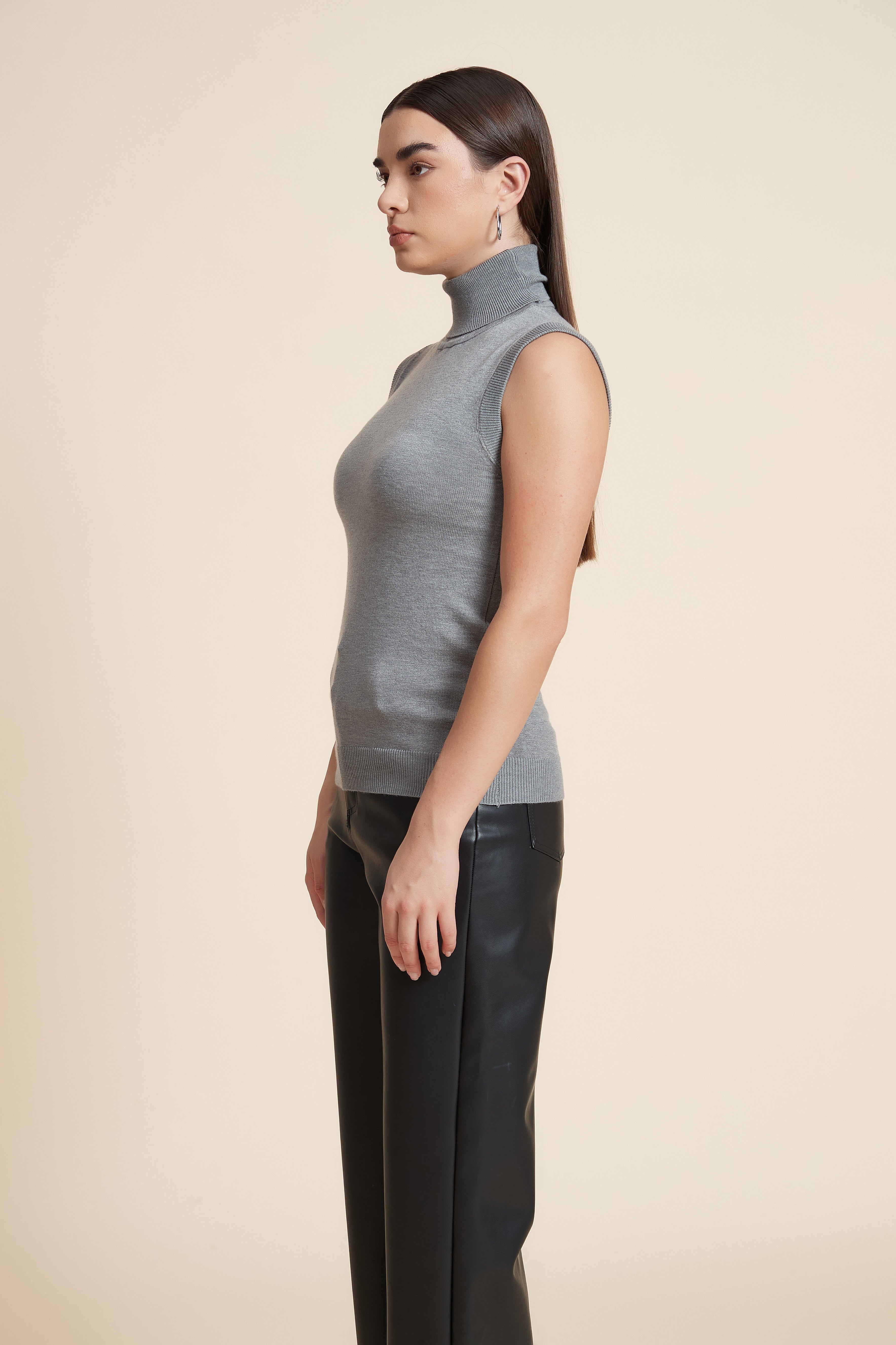 High Neck Sleeveless Blouse