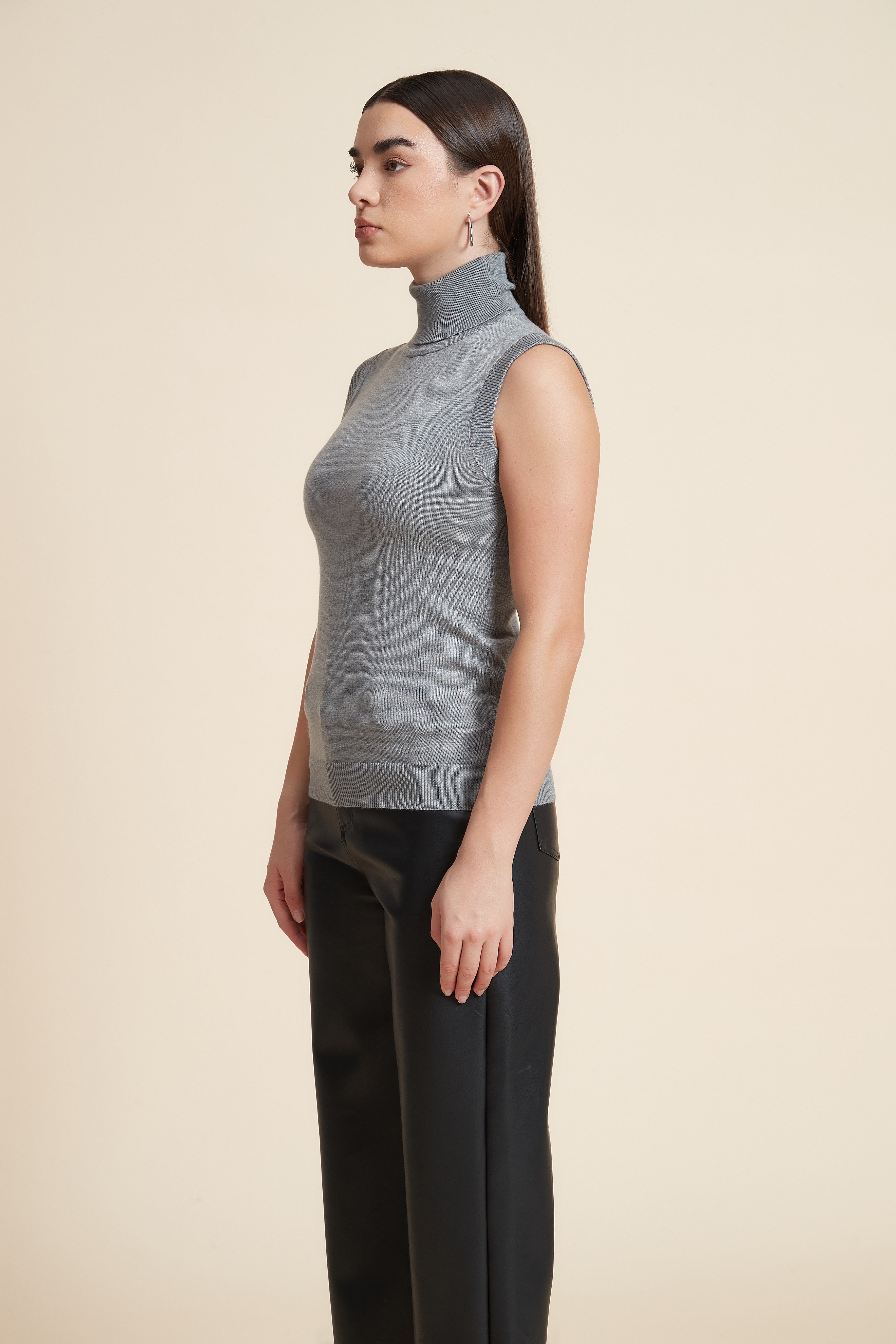 High Neck Sleeveless Blouse