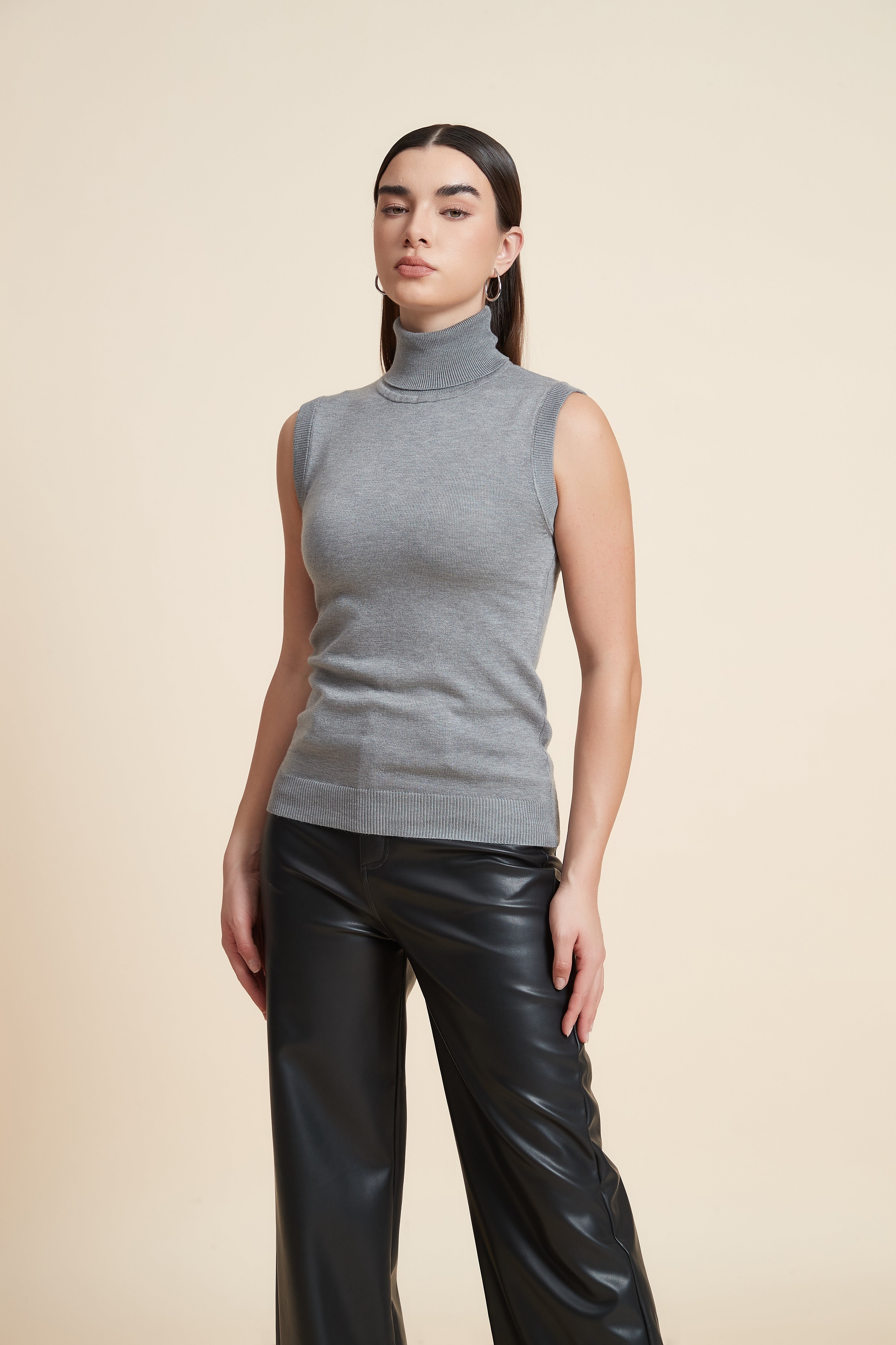 High Neck Sleeveless Blouse