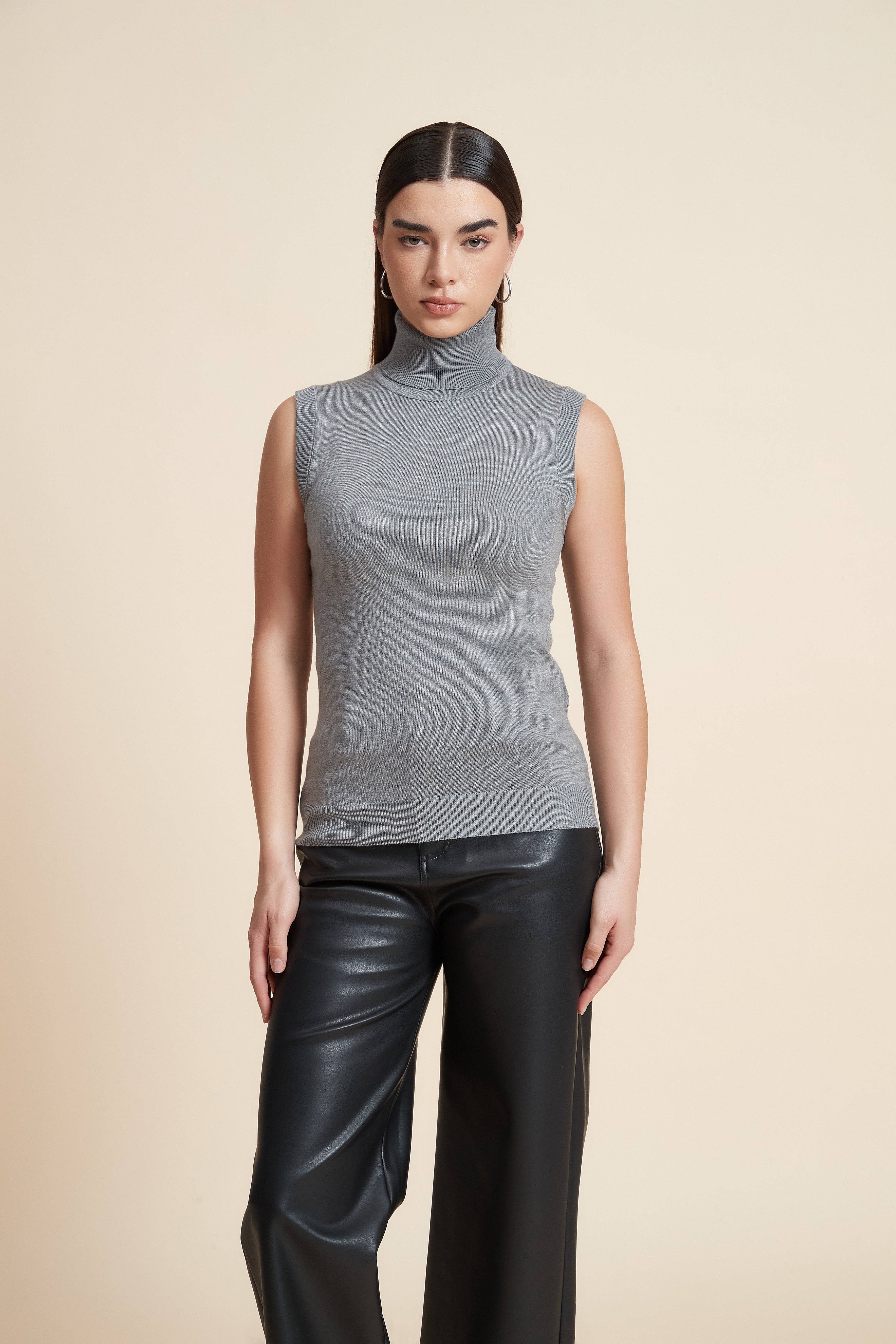 High Neck Sleeveless Blouse