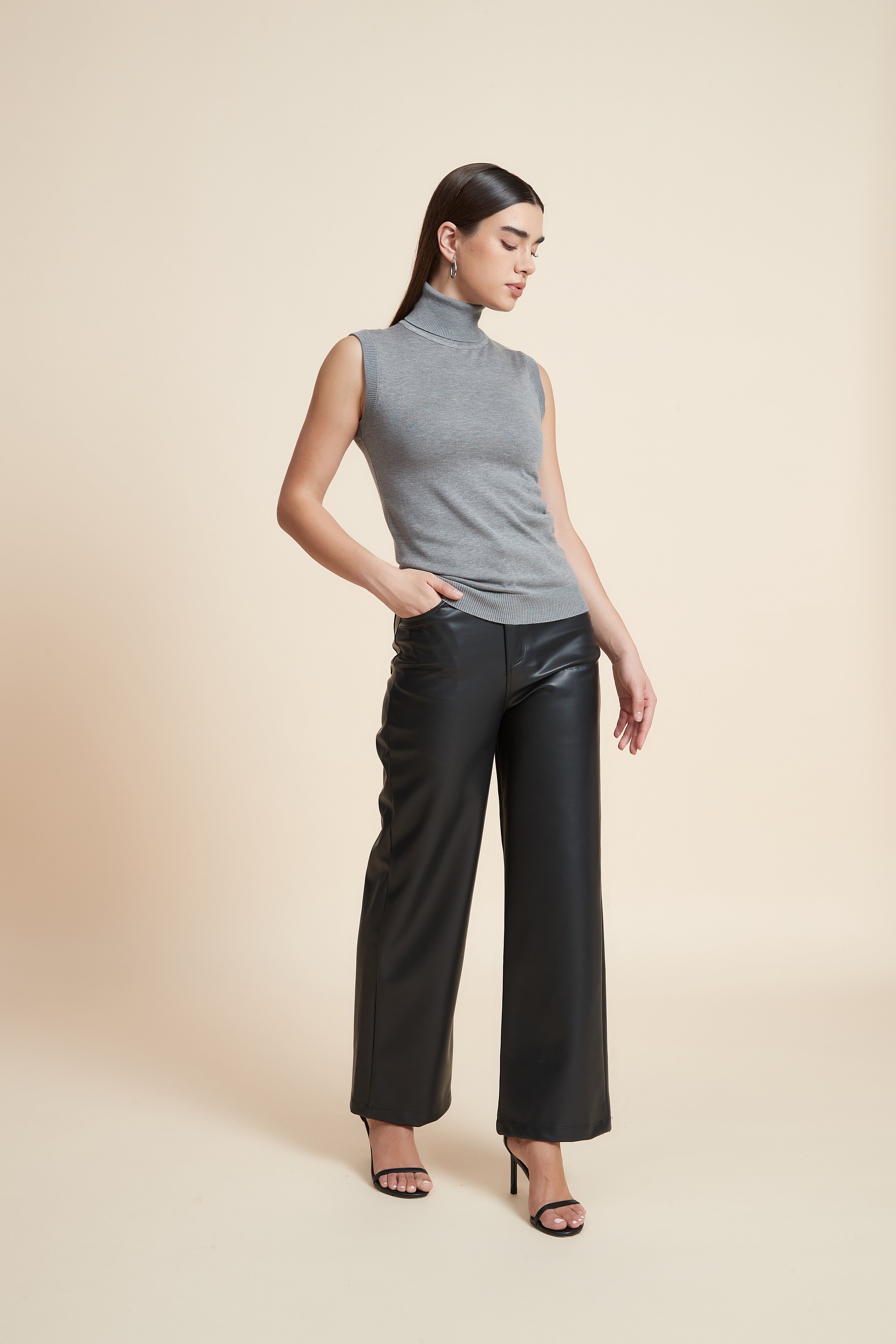 High Neck Sleeveless Blouse