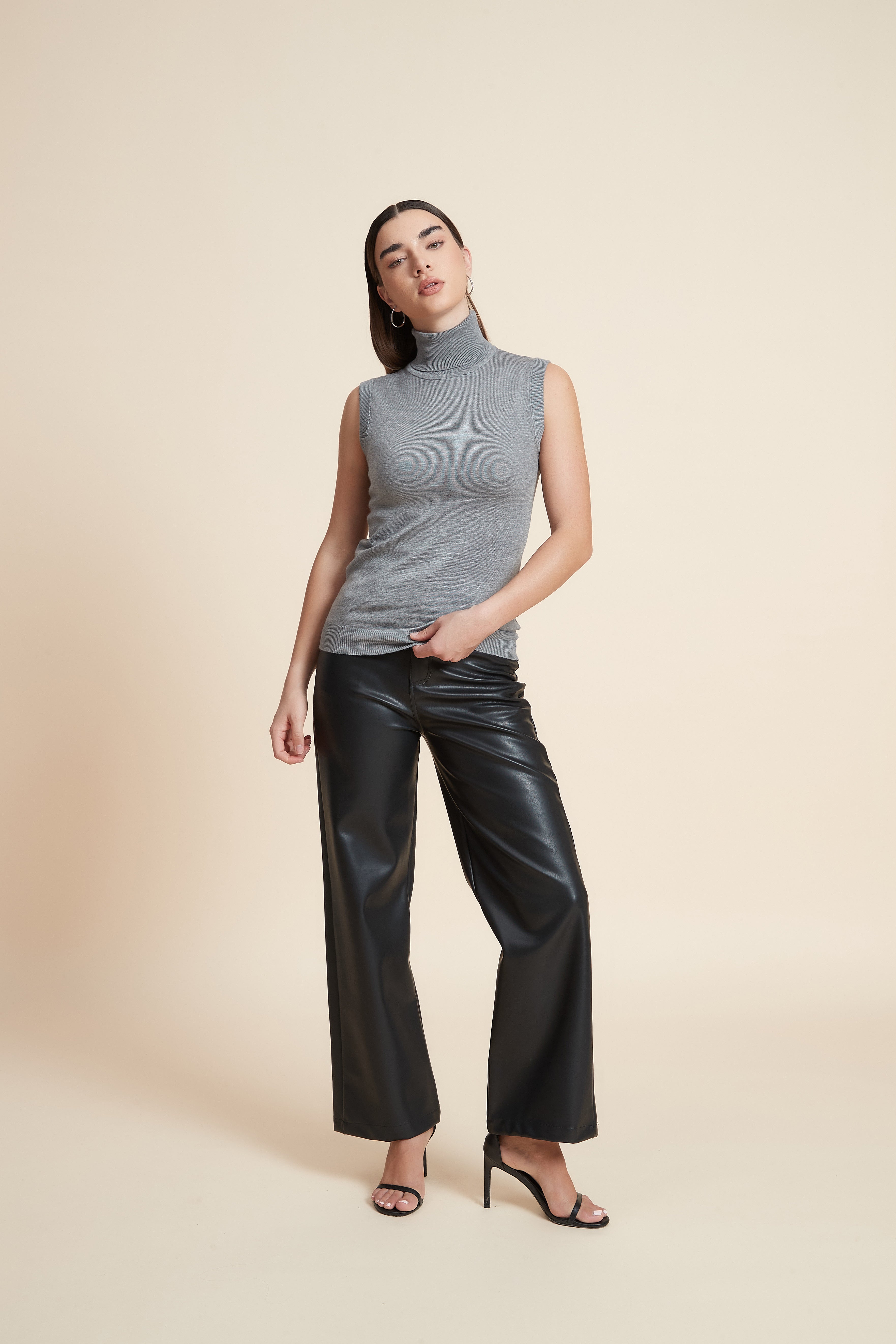 High Neck Sleeveless Blouse