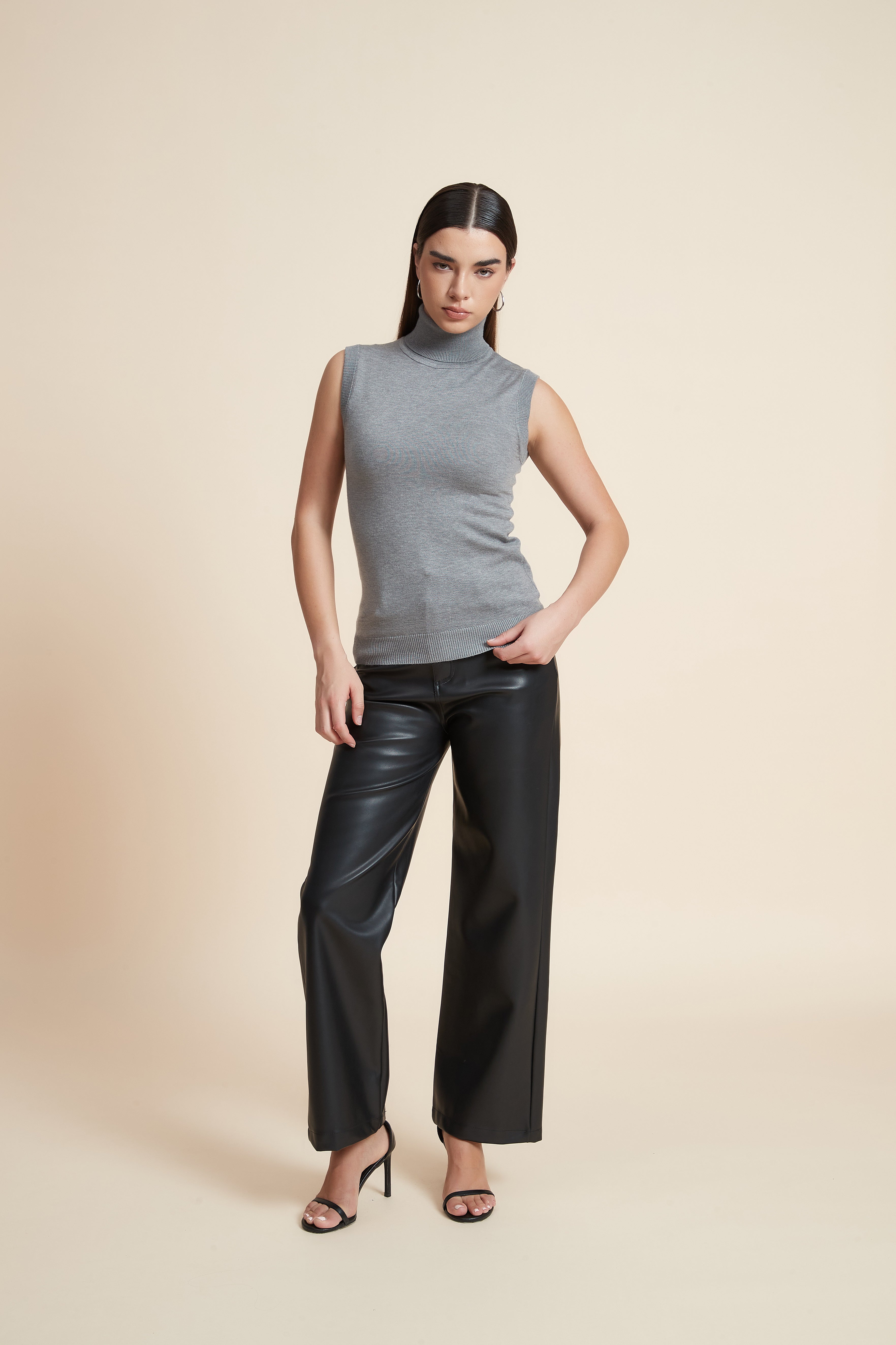 High Neck Sleeveless Blouse