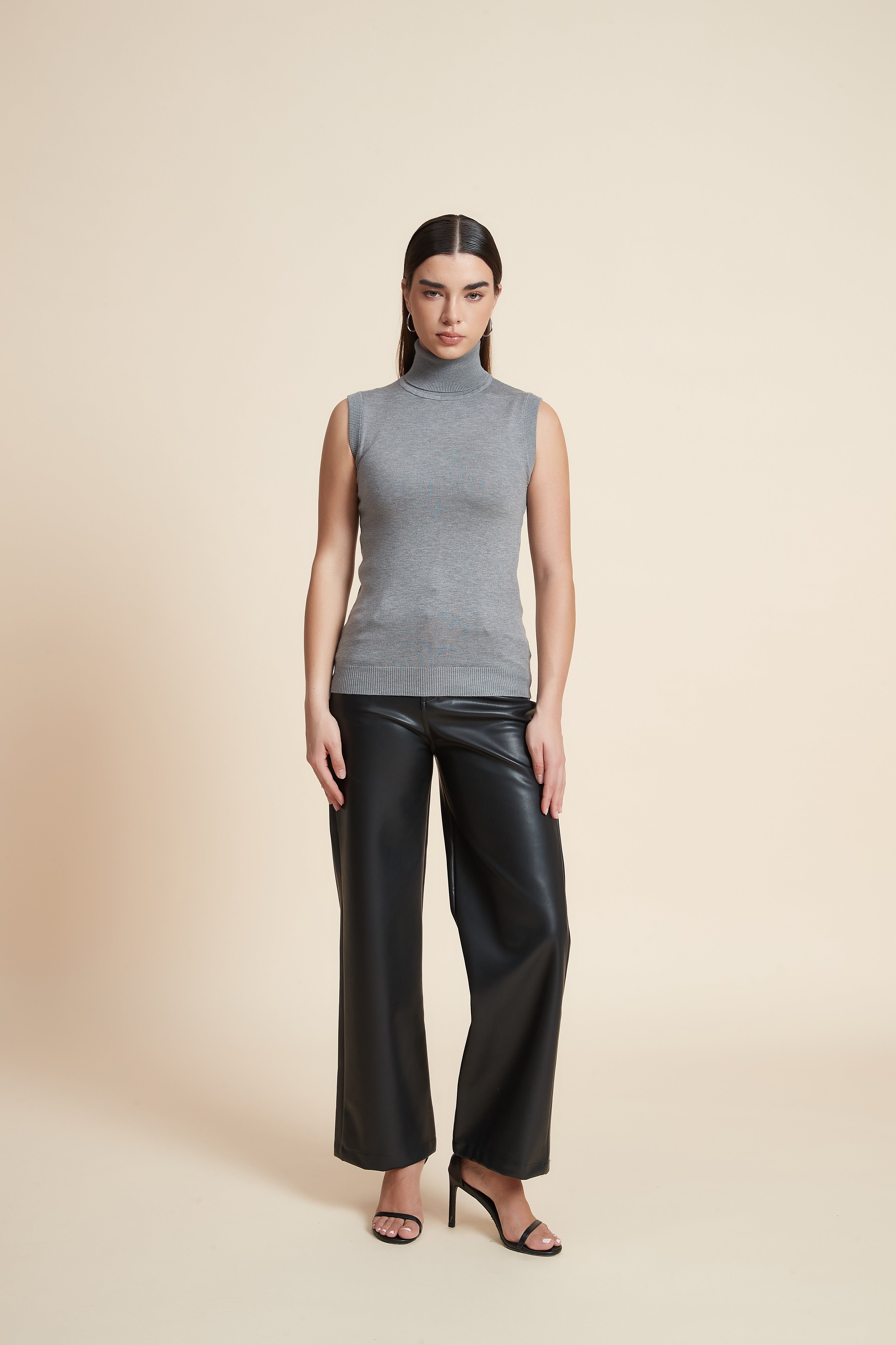 High Neck Sleeveless Blouse