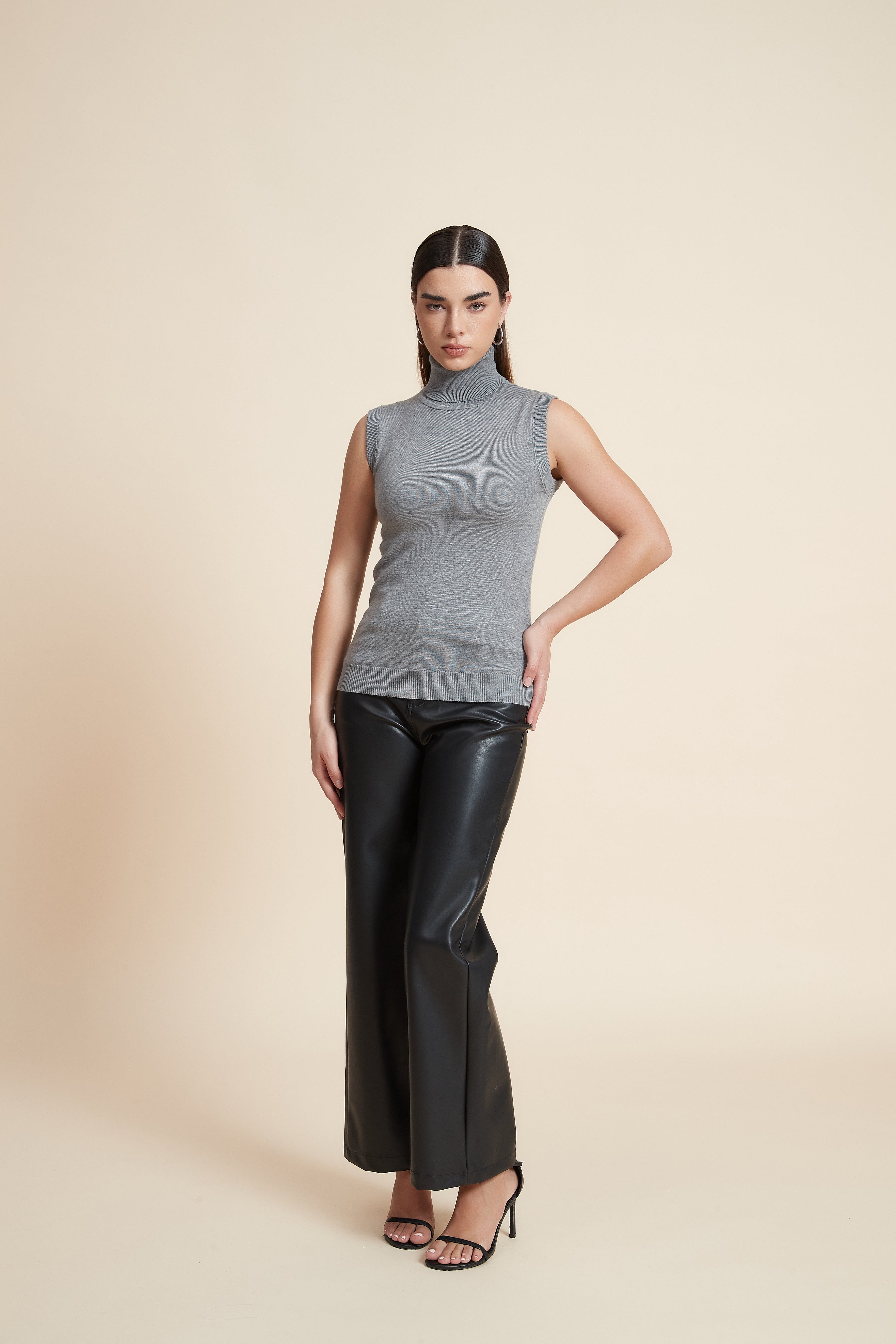 High Neck Sleeveless Blouse