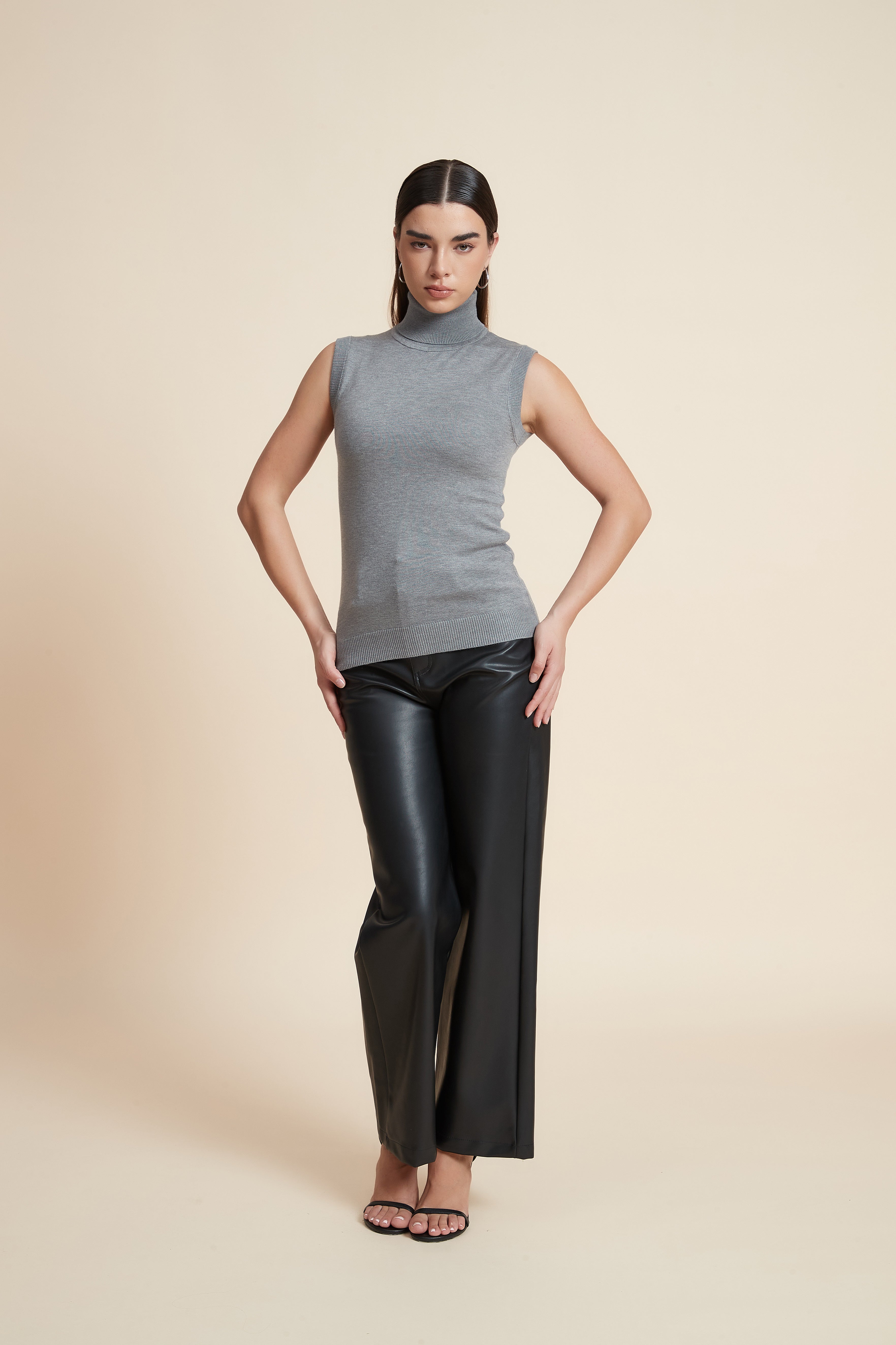 High Neck Sleeveless Blouse