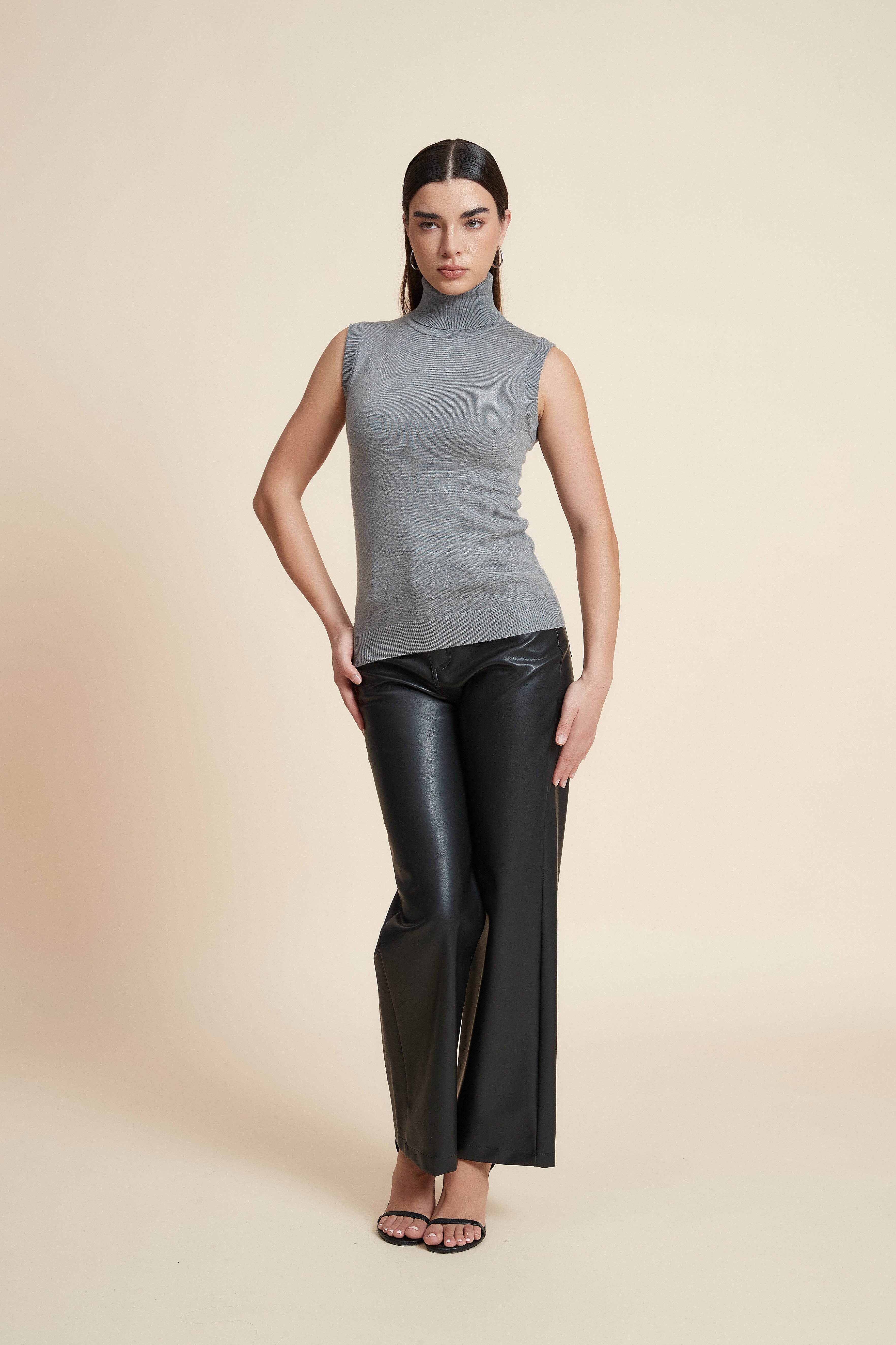 High Neck Sleeveless Blouse