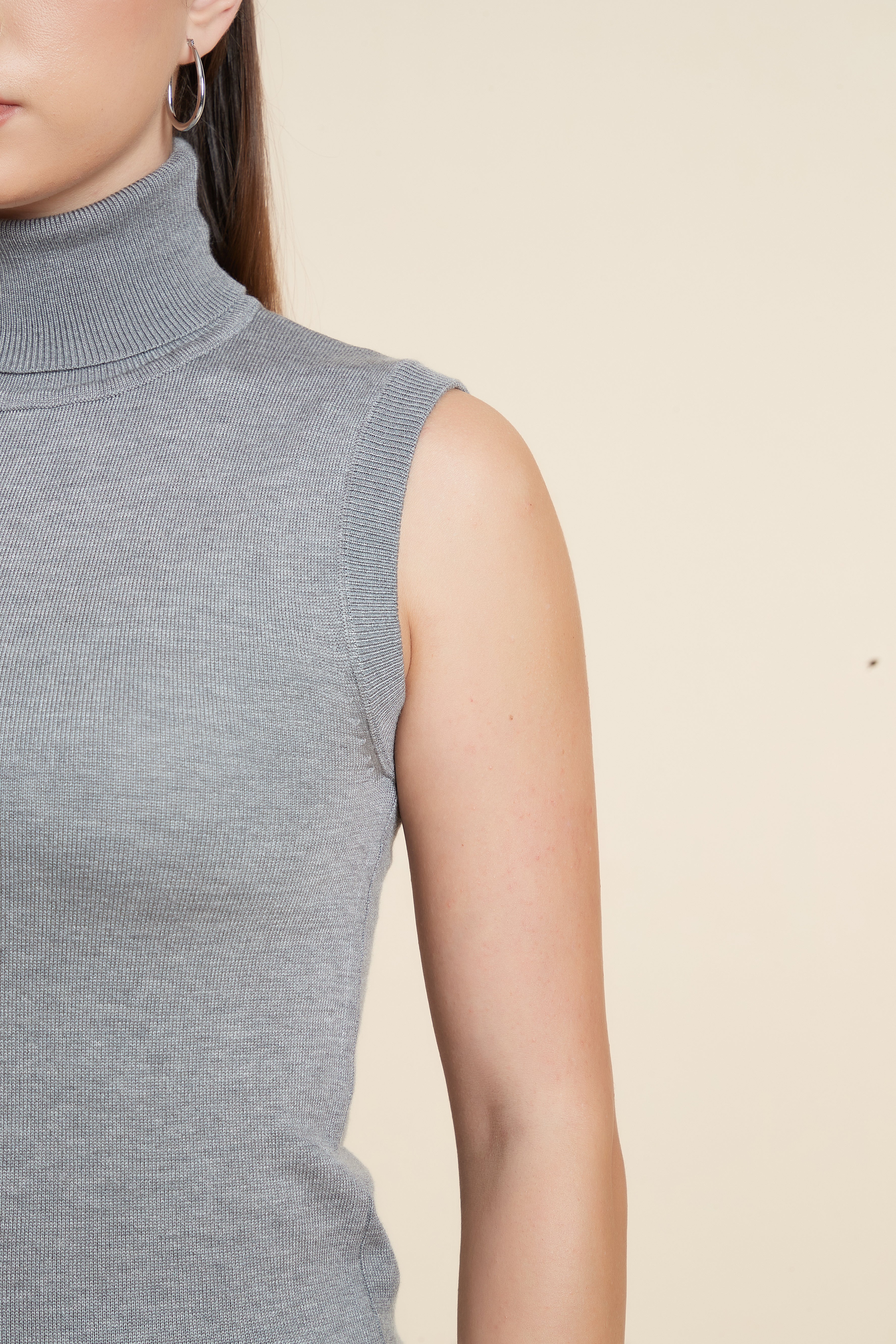 High Neck Sleeveless Blouse