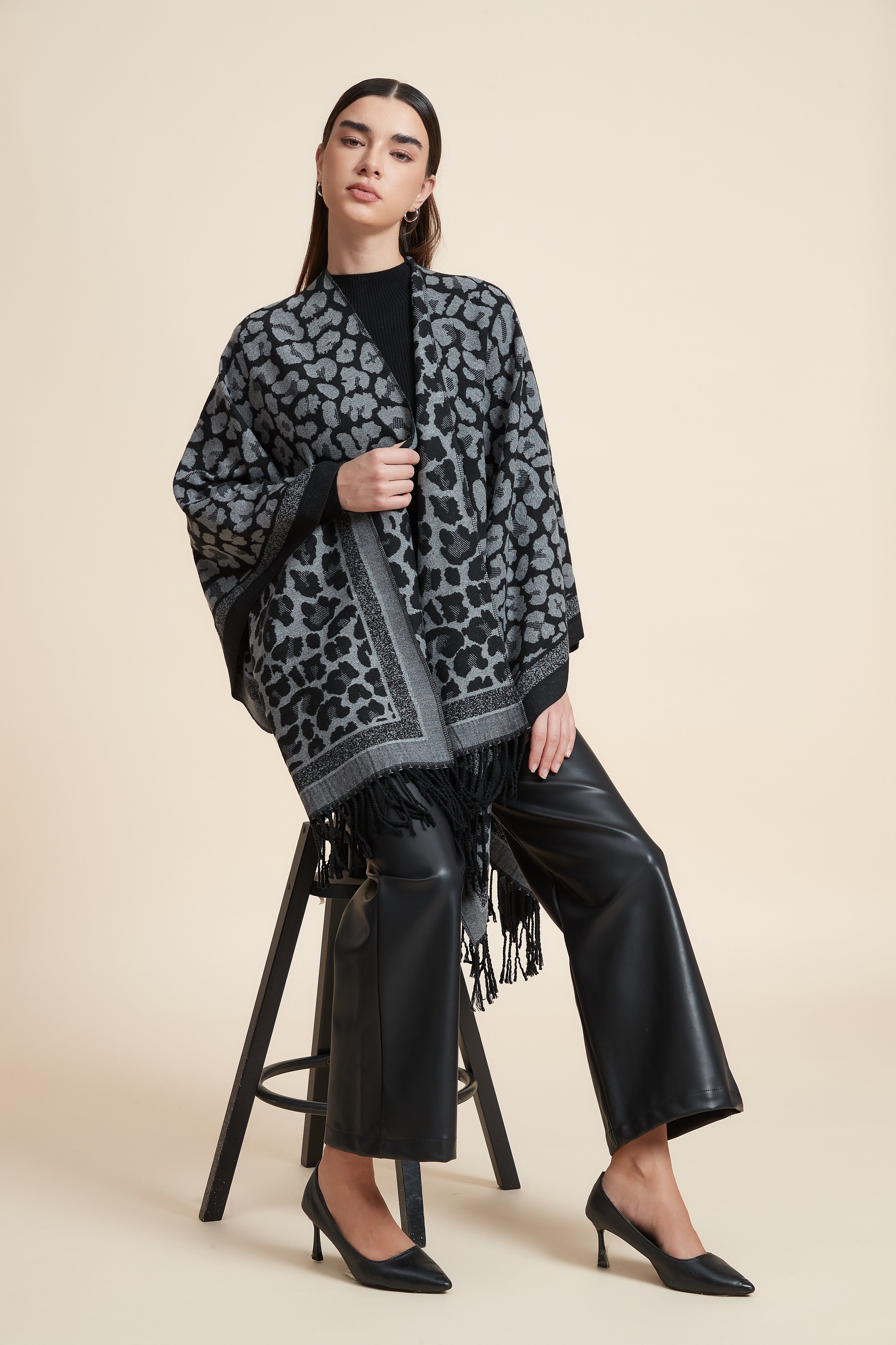 Leopard Print Poncho