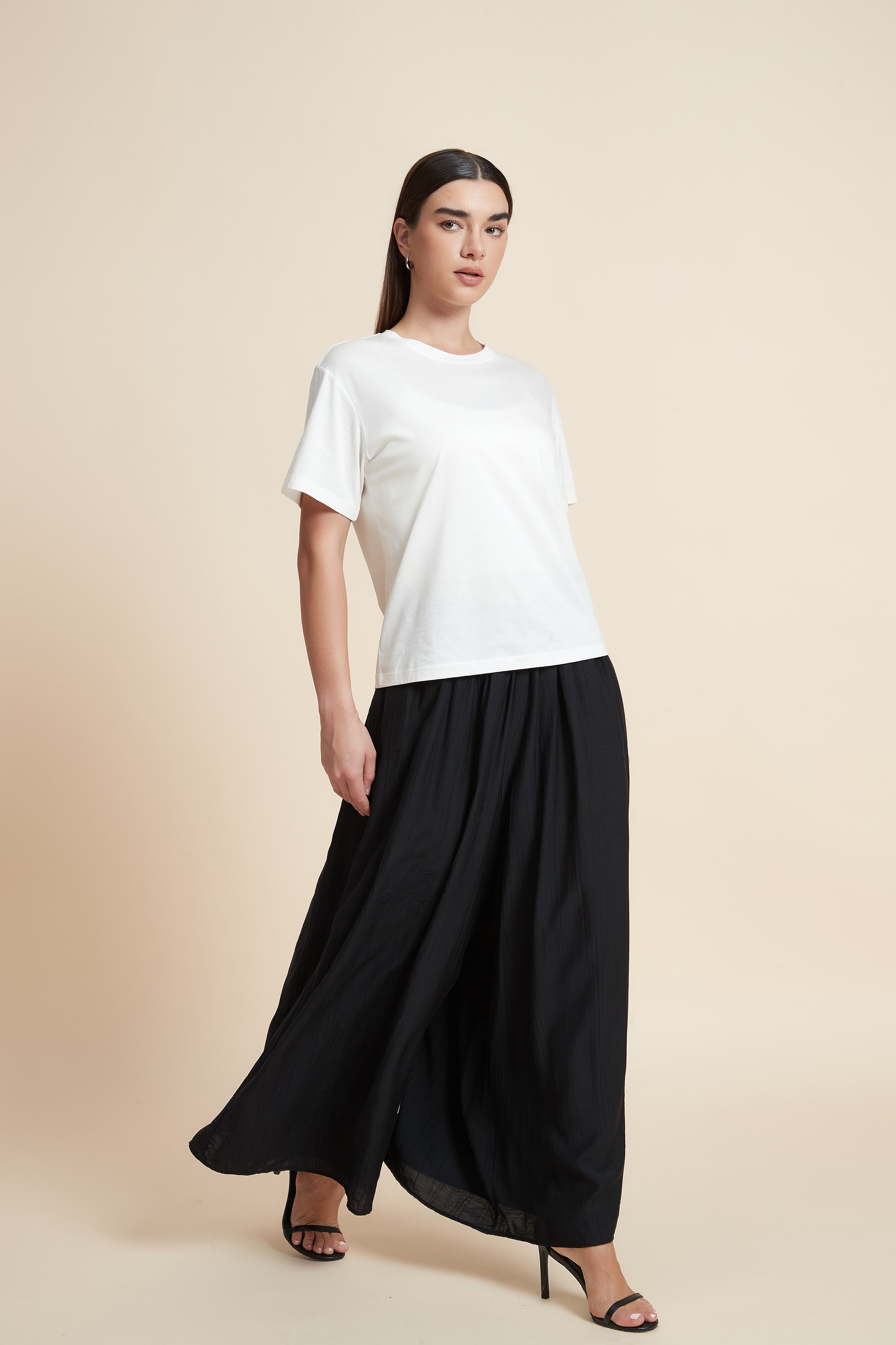 Wide Leg Plain Trousers