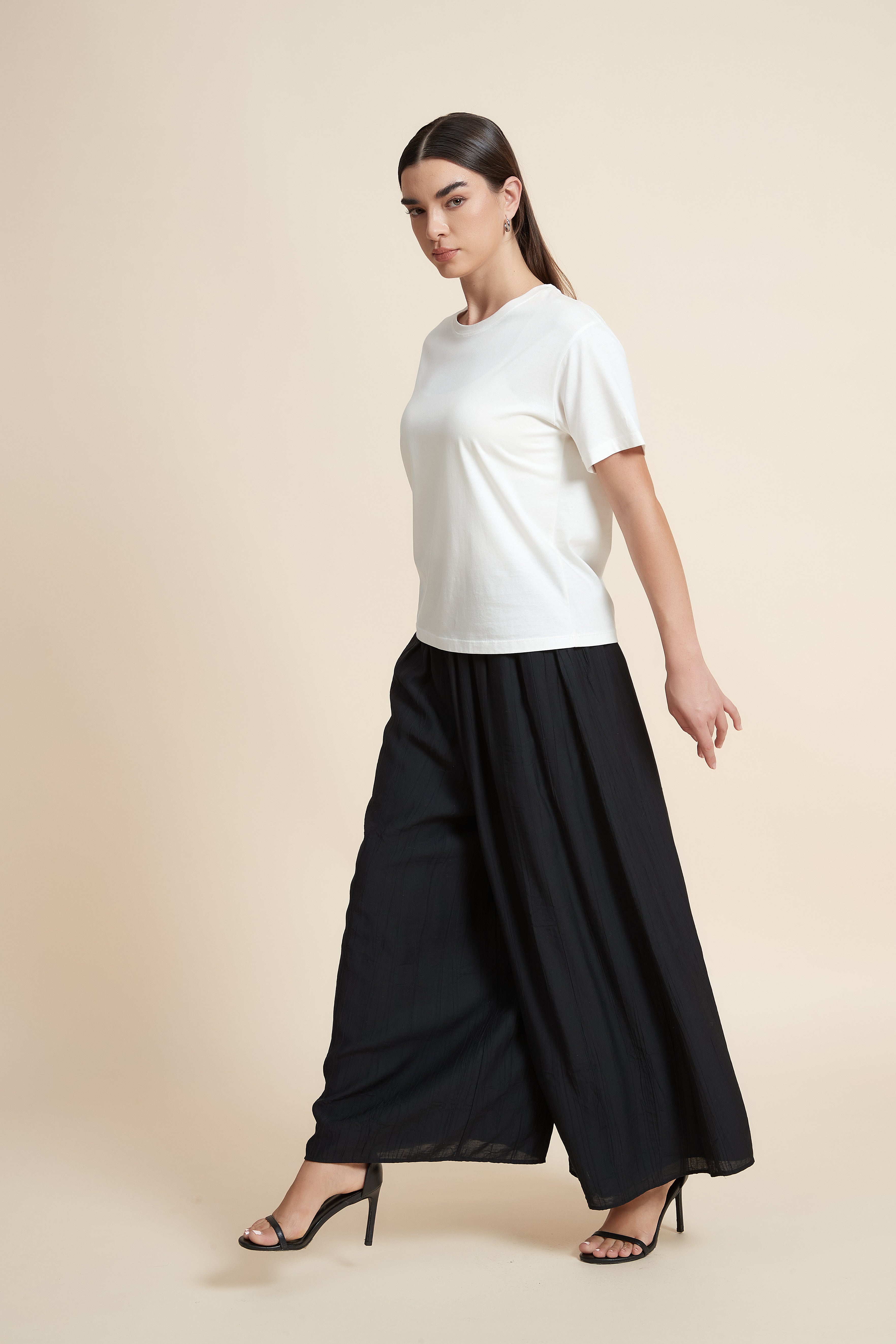 Wide Leg Plain Trousers