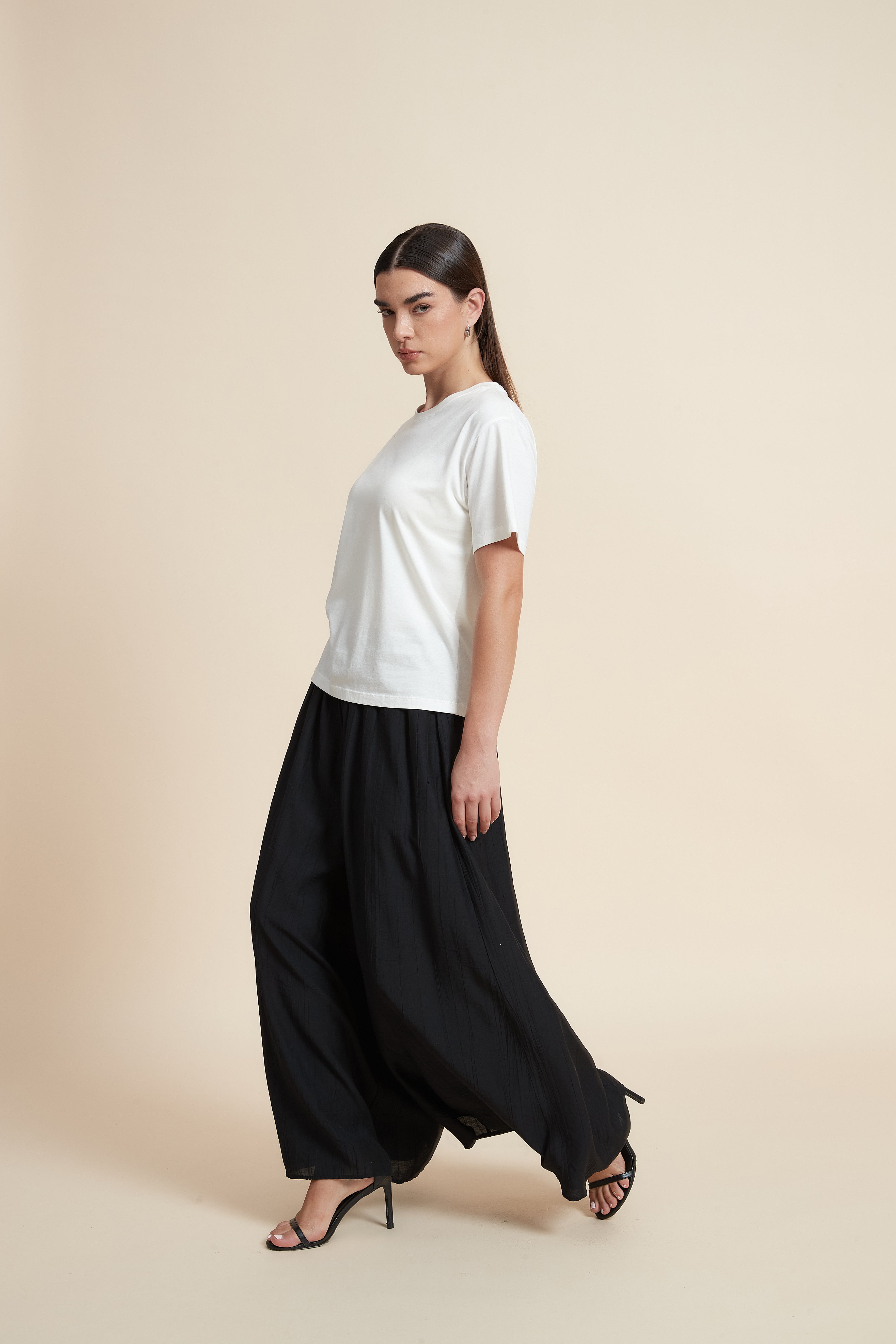 Wide Leg Plain Trousers
