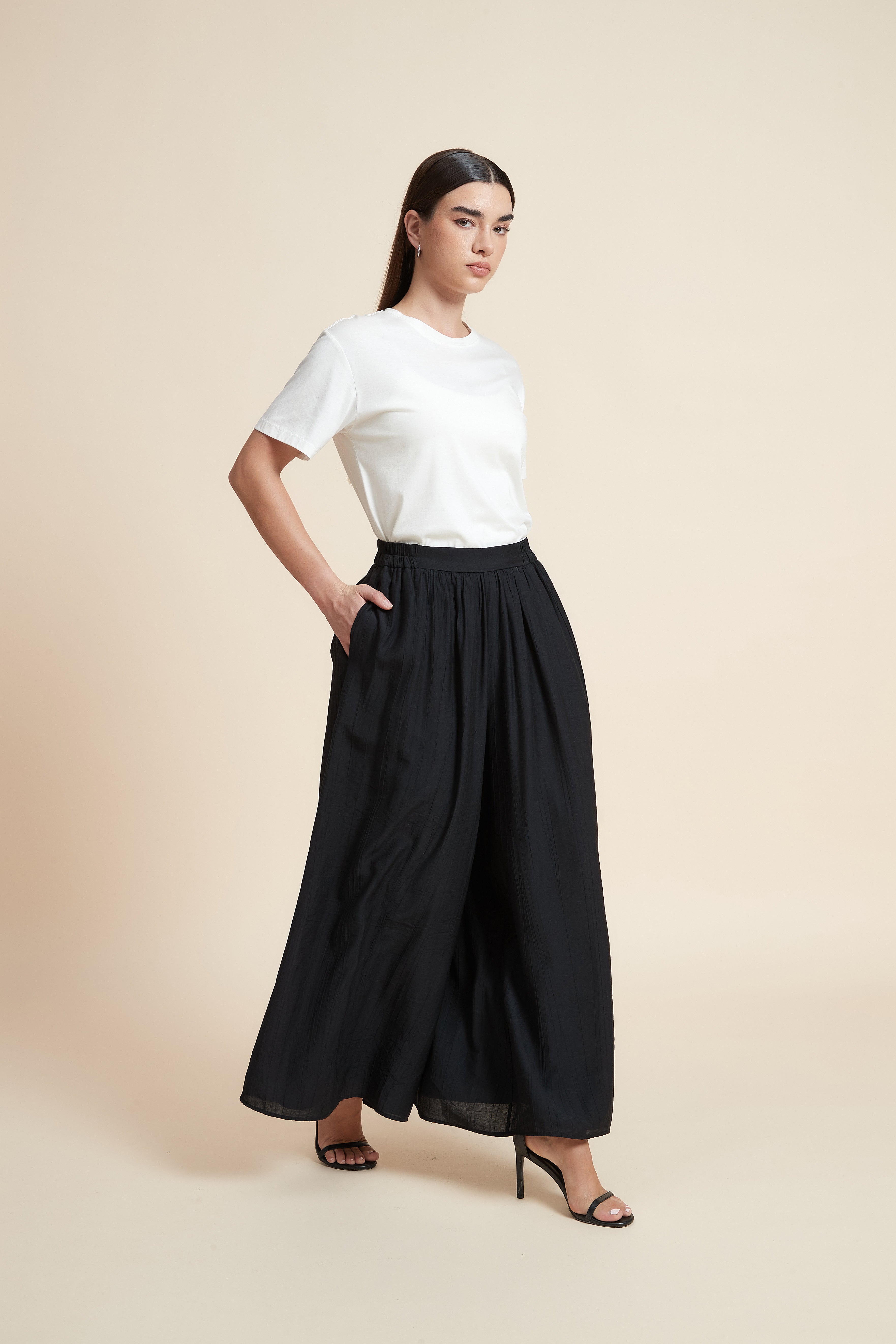 بنطلون طويل وايد ليج سادة