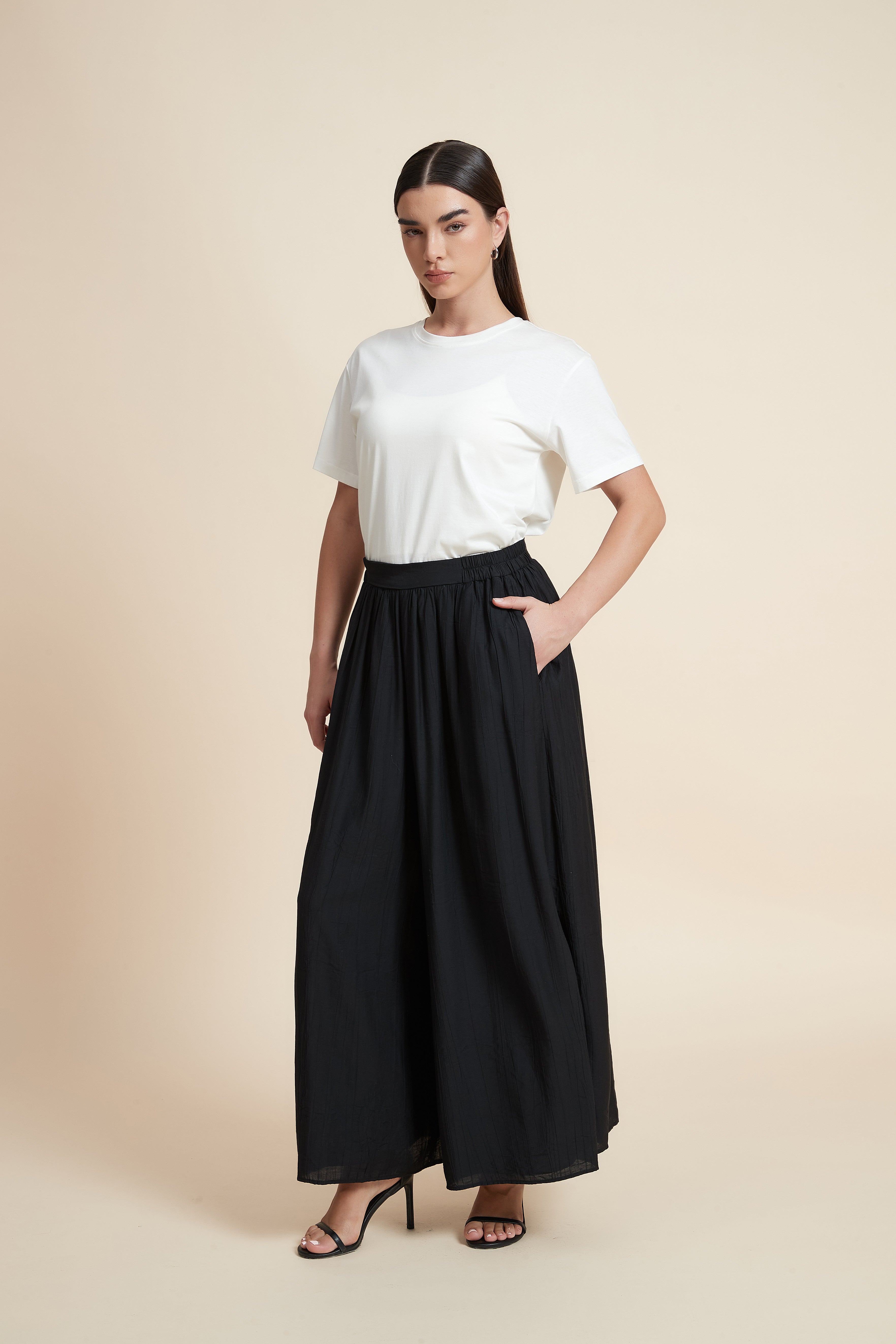 بنطلون طويل وايد ليج سادة