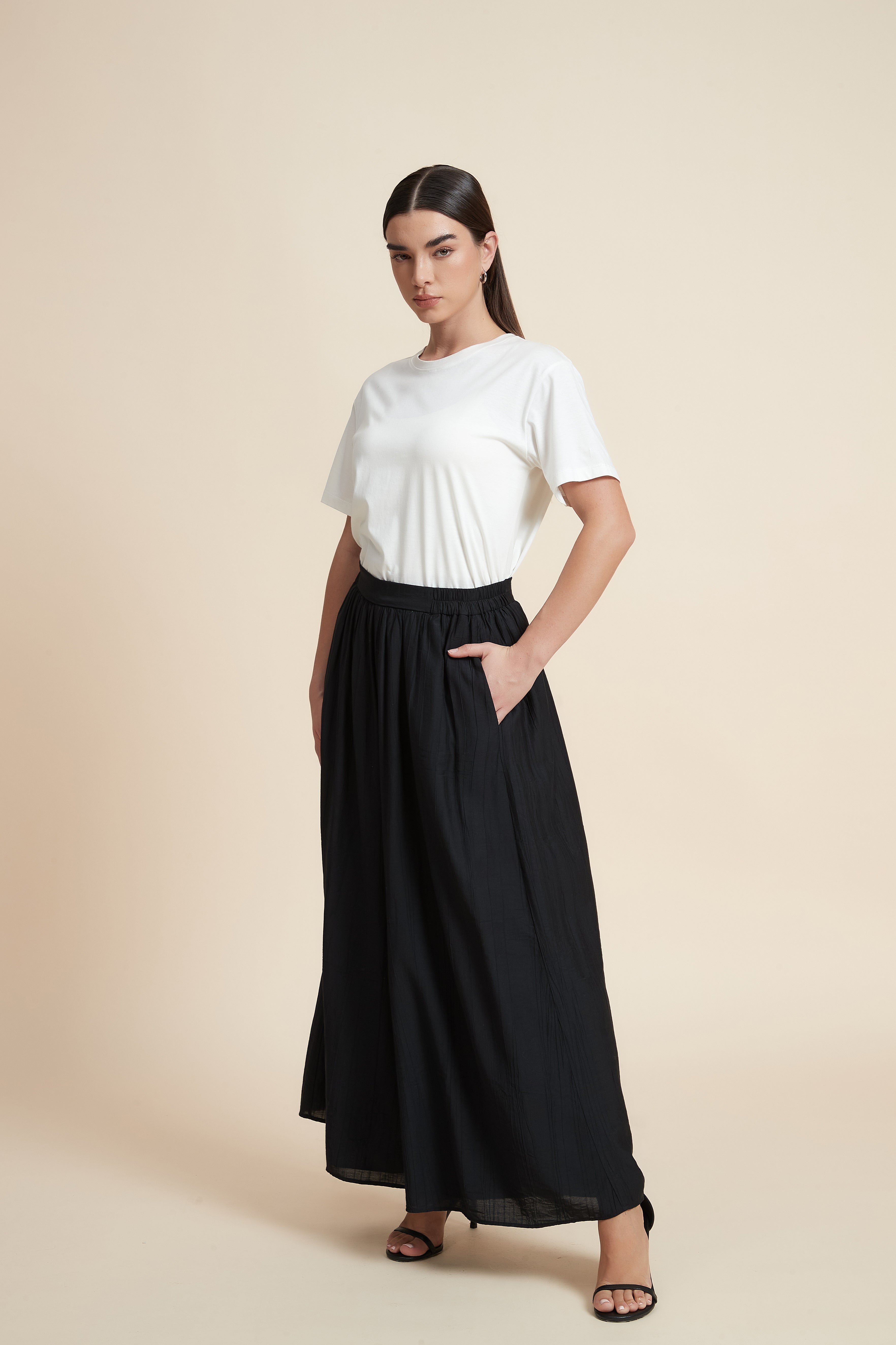 بنطلون طويل وايد ليج سادة