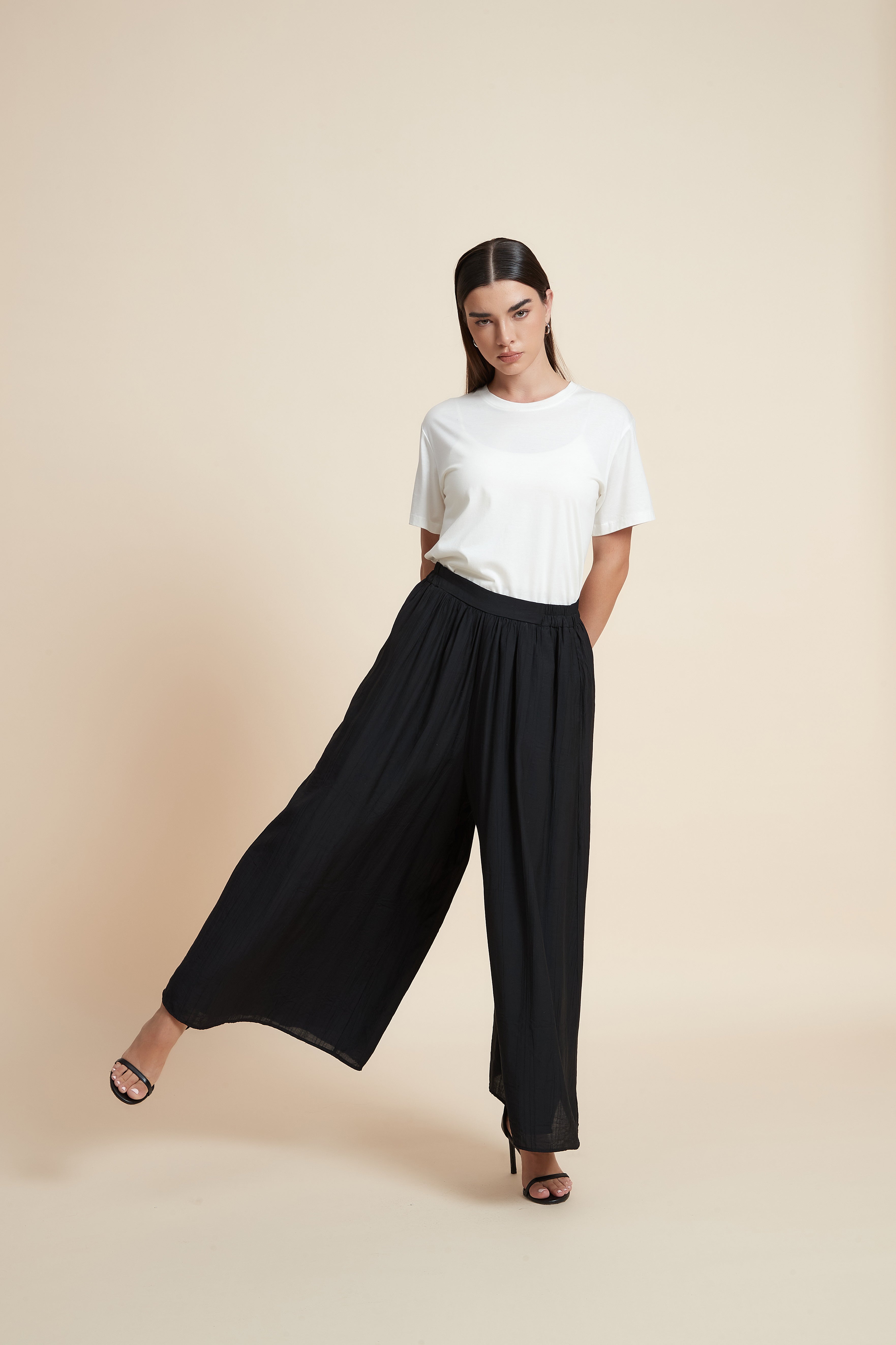 بنطلون طويل وايد ليج سادة