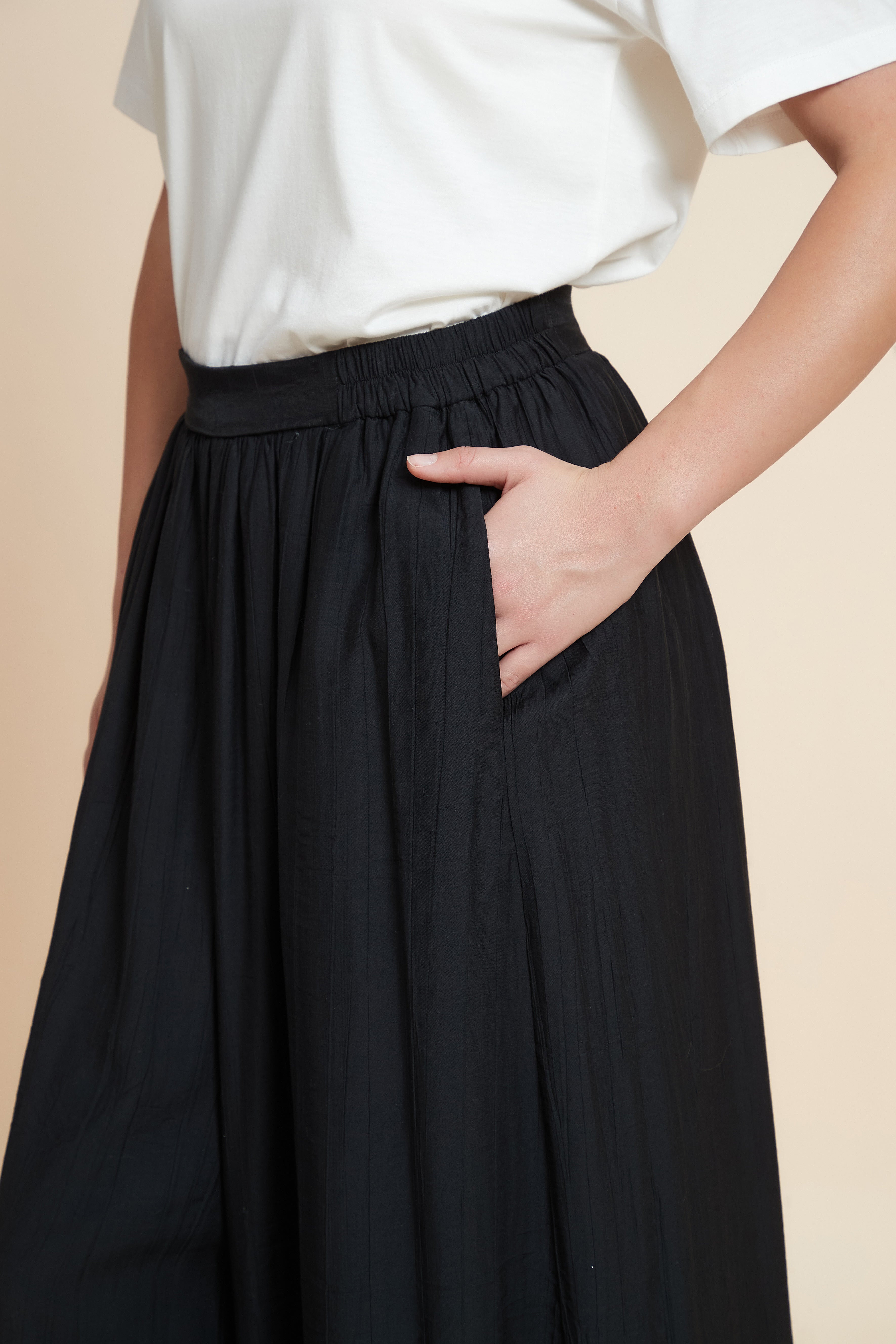 Wide Leg Plain Trousers