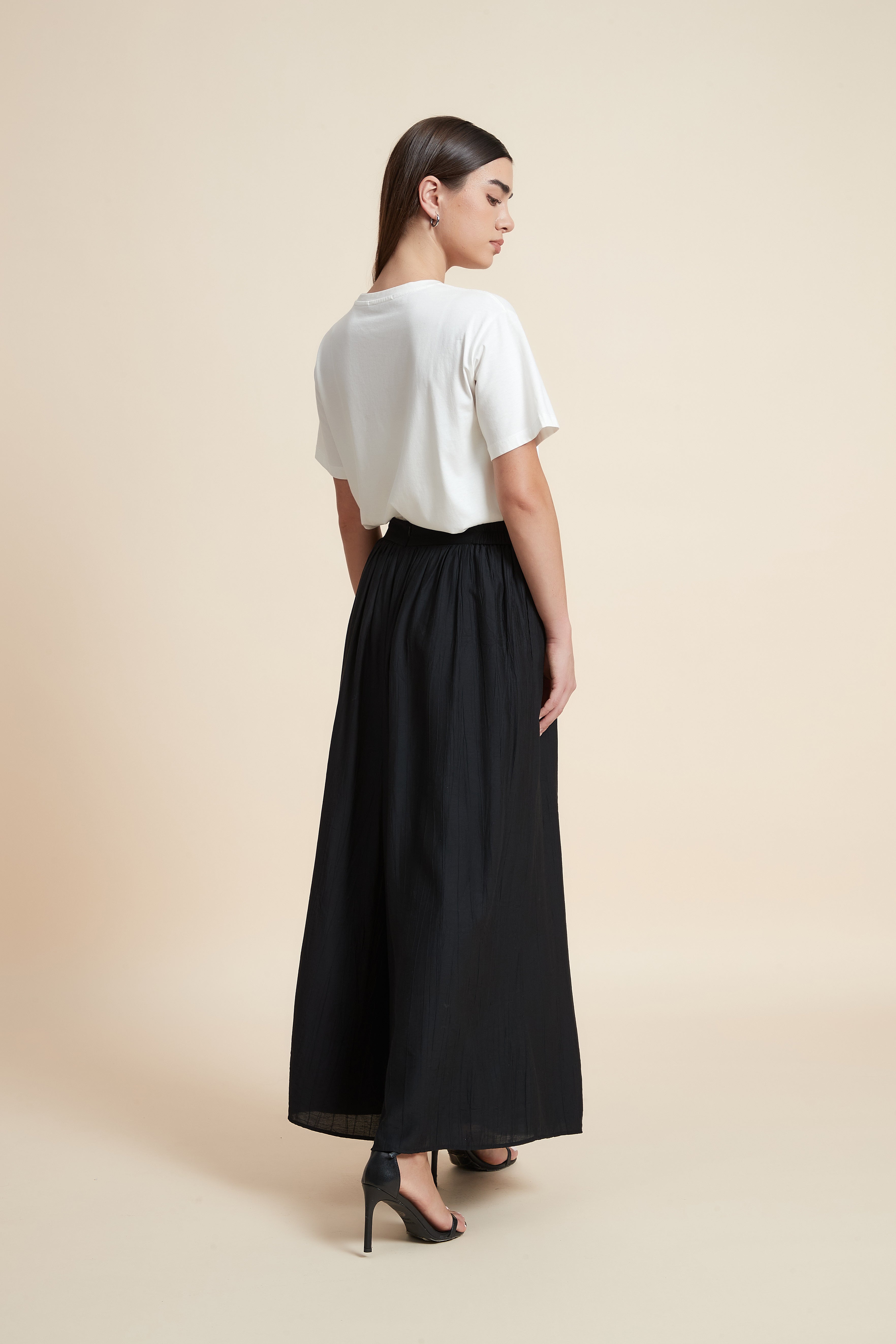 Wide Leg Plain Trousers