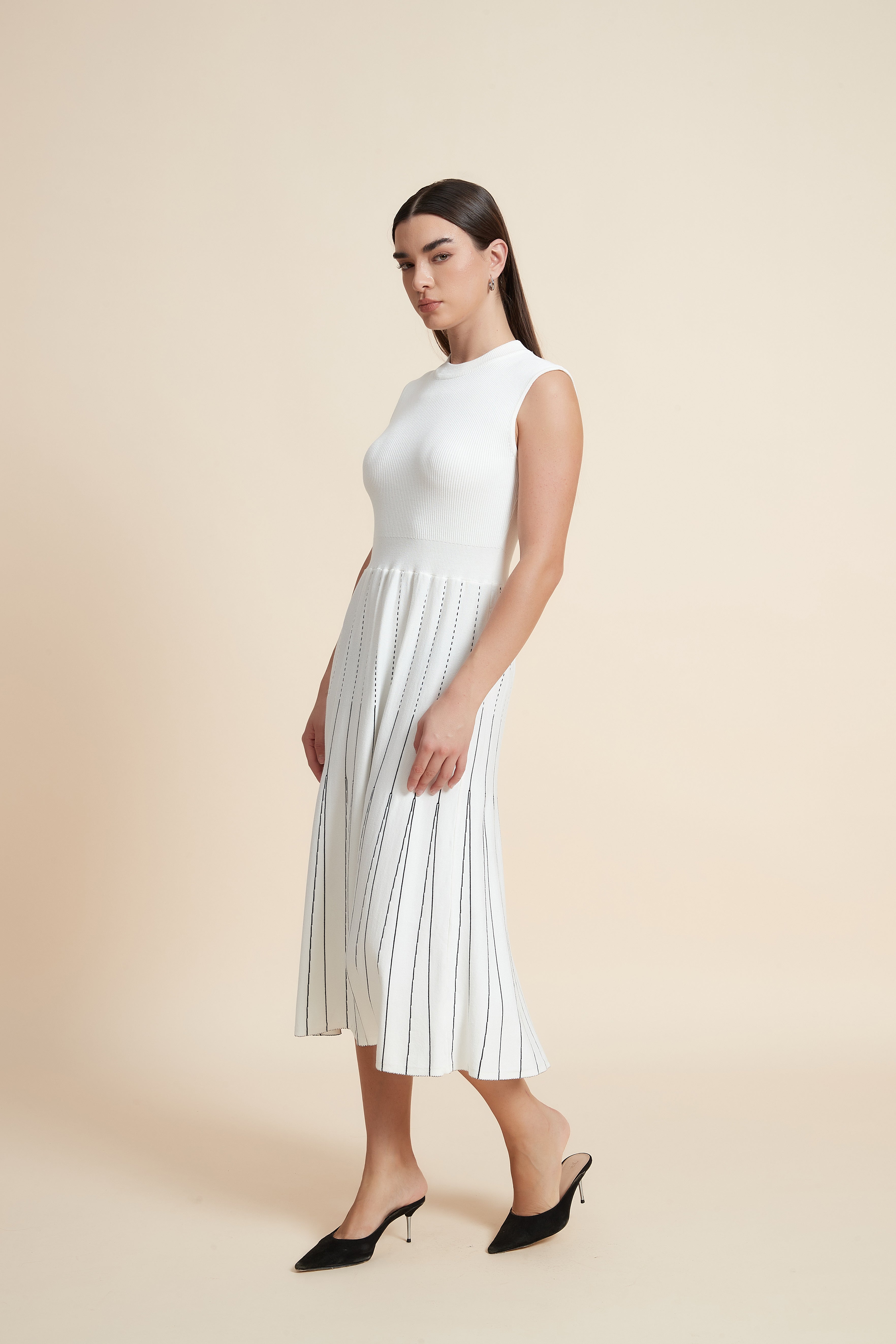 Striped Sleeveless Midi Dress