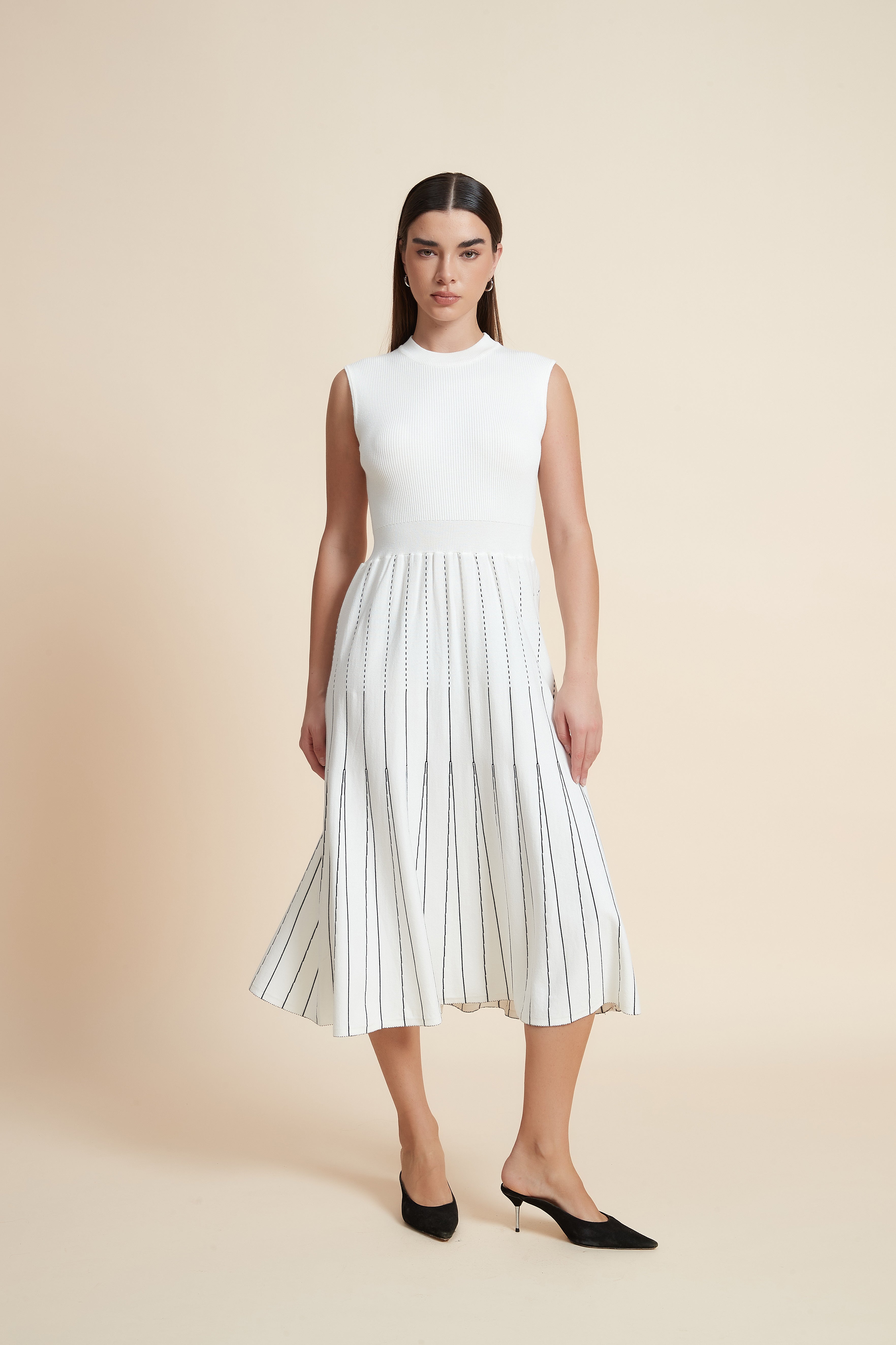 Striped Sleeveless Midi Dress